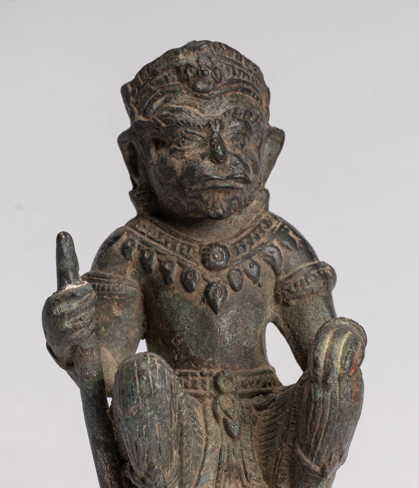 Antique Indian Style Bronze Hindu God Hanuman Statue - Avatar of Shiva - 18cm/7" Tall