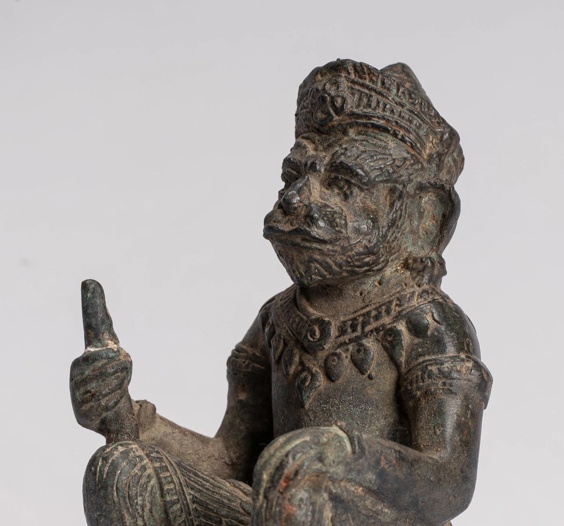 Antique Indian Style Bronze Hindu God Hanuman Statue - Avatar of Shiva - 18cm/7" Tall