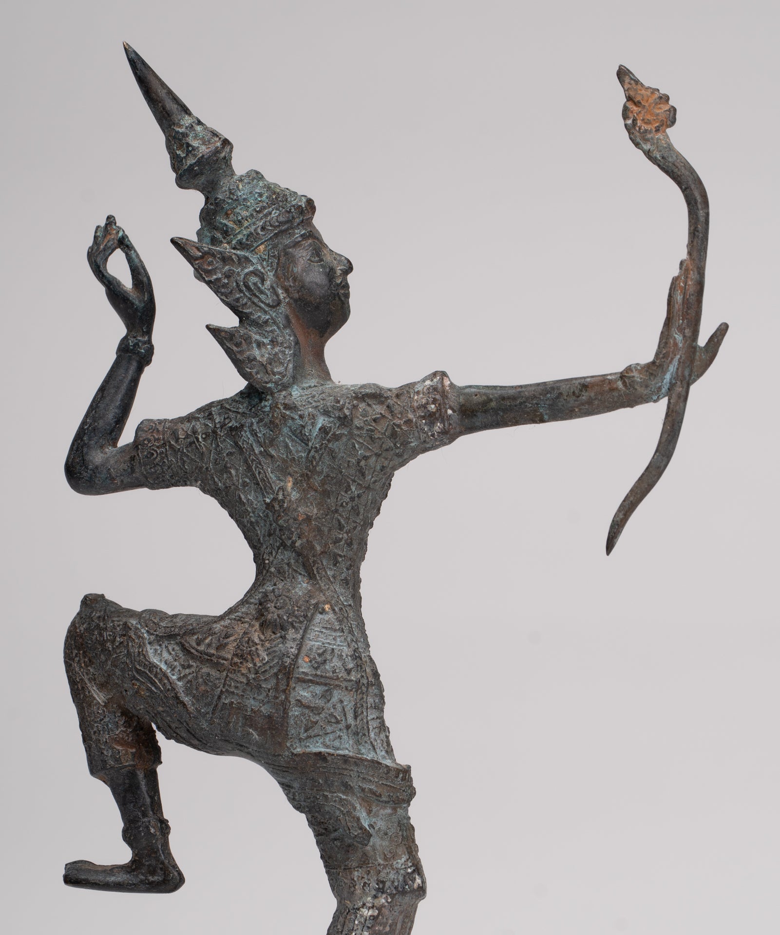 Rama Statue - Antique Thai Style Bronze Thai Rama - Avatar of Vishnu - 26cm/11"