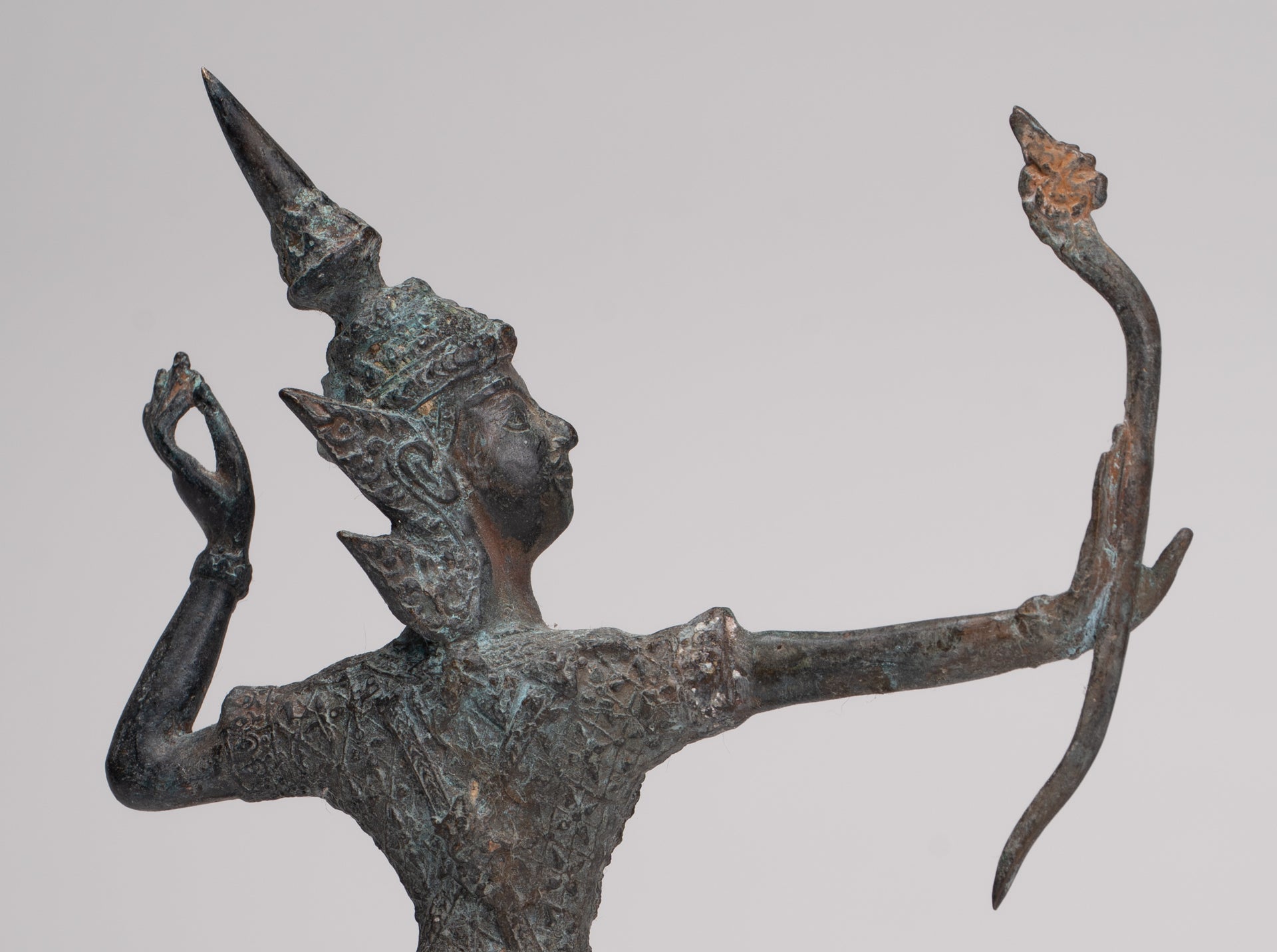 Rama Statue - Antique Thai Style Bronze Thai Rama - Avatar of Vishnu - 26cm/11"