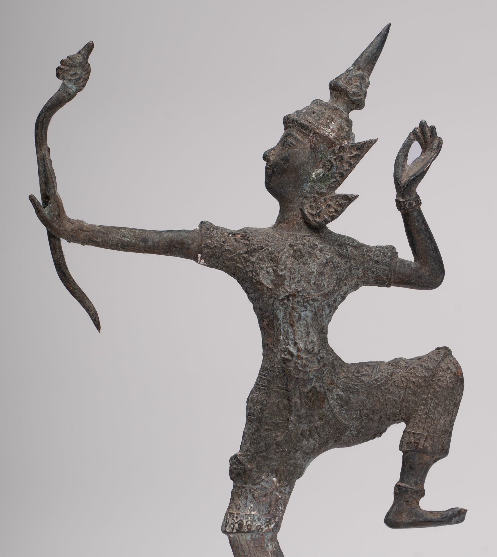 Rama Statue - Antique Thai Style Bronze Thai Rama - Avatar of Vishnu - 26cm/11"