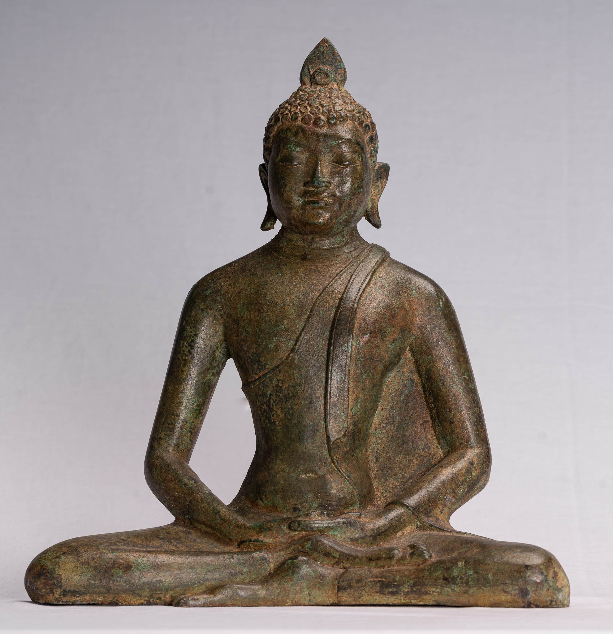 Statua Buddha - Antique Sri Lanka in stile Bronzo Meditazione seduta statua di Buddha - 35 cm/14 "