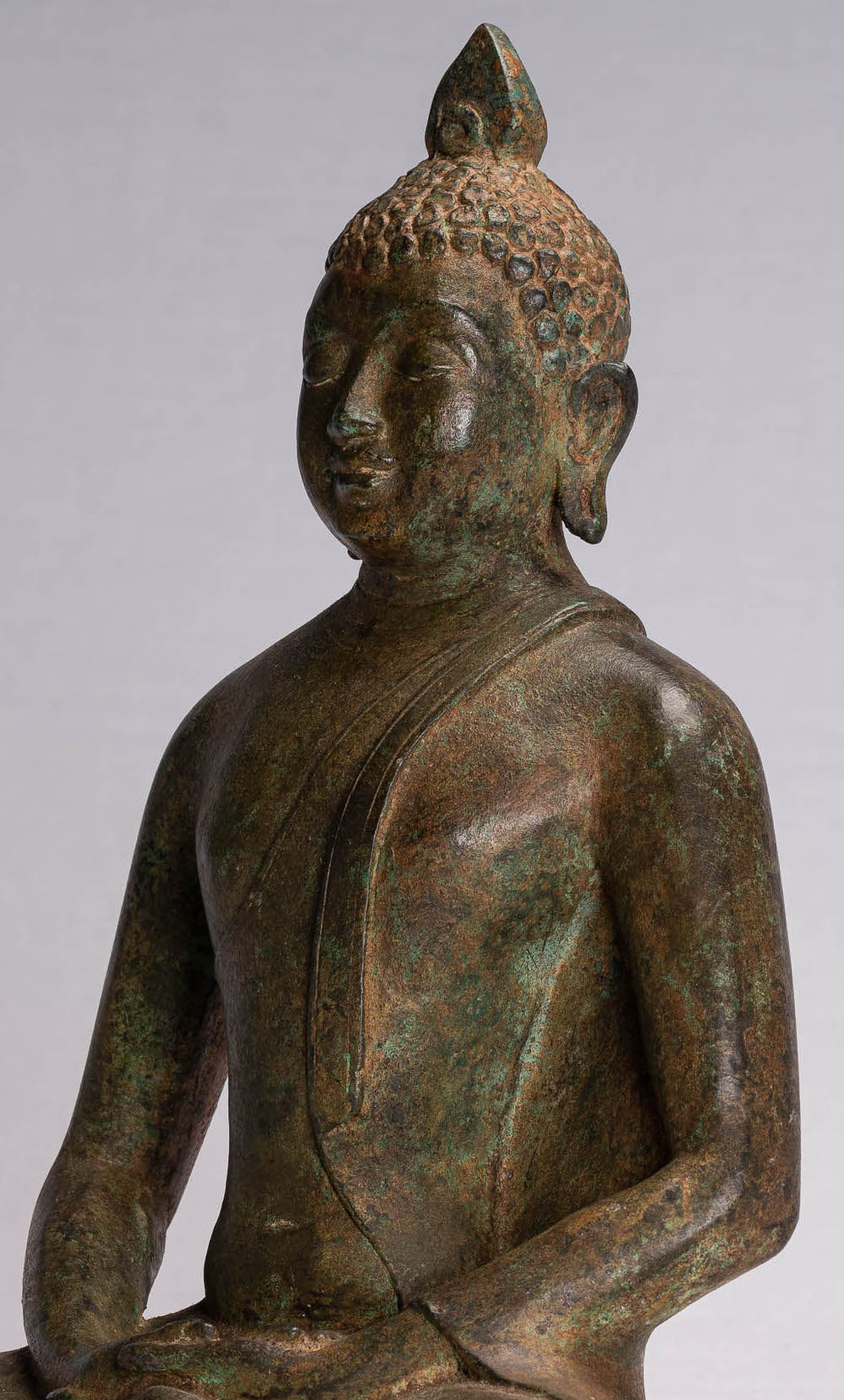 Statua Buddha - Antique Sri Lanka in stile Bronzo Meditazione seduta statua di Buddha - 35 cm/14 "