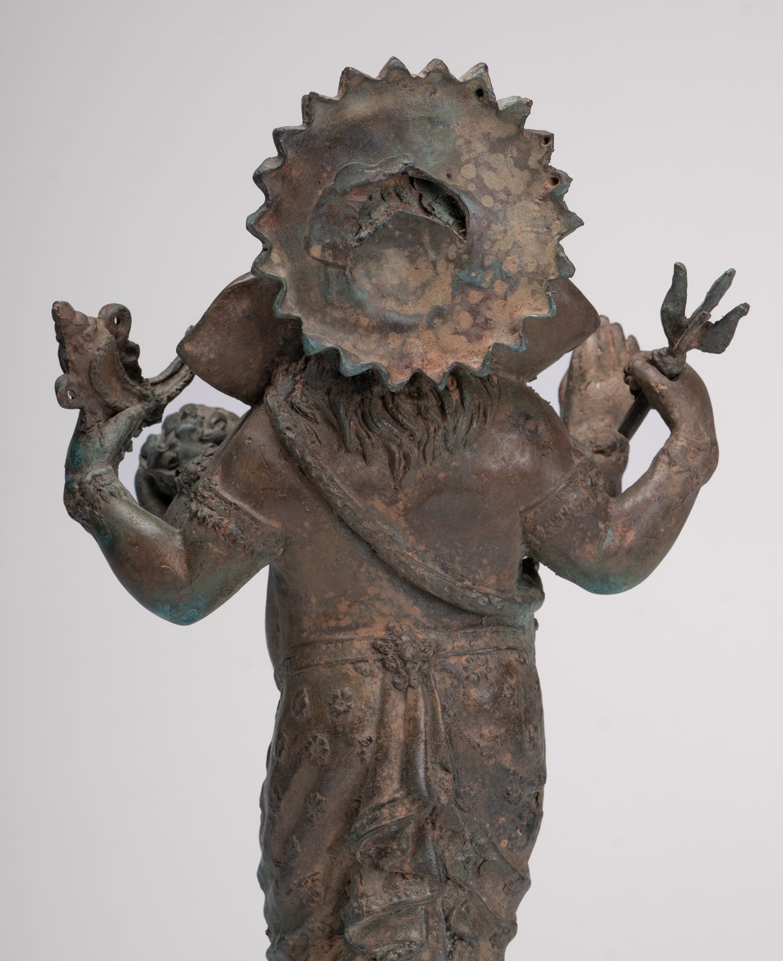 Ganesha Statue - Antique Thai Style Bronze Standing 4-Arm Ganesha Statue - 35cm/14"