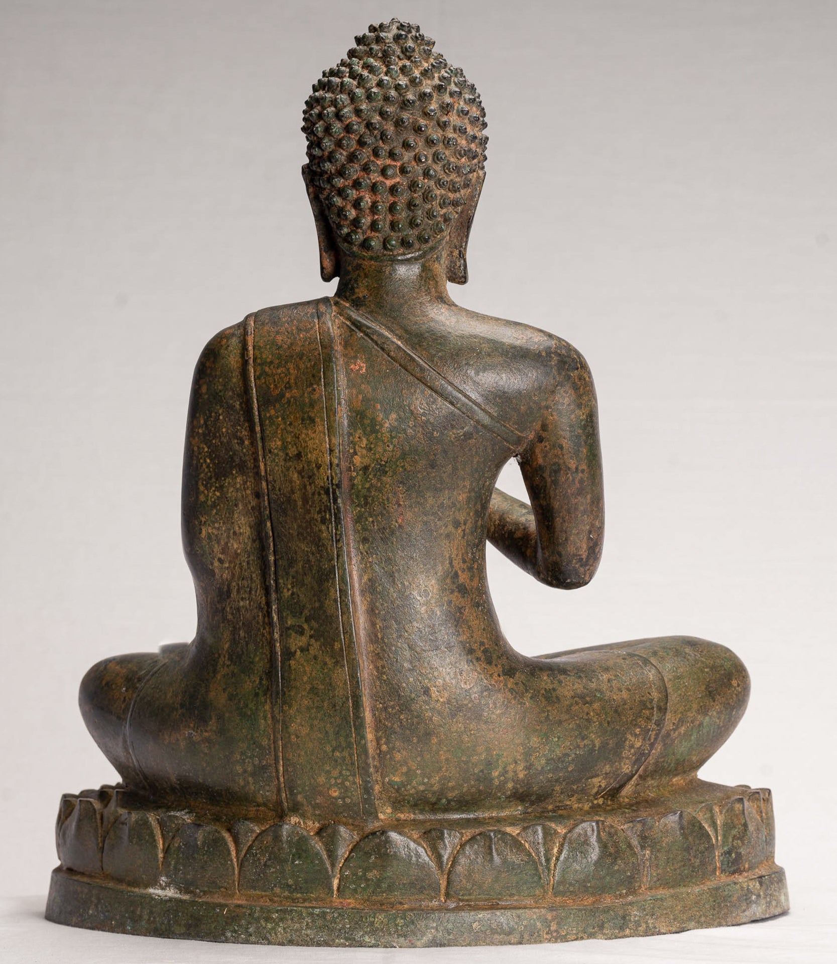 Buddha Statue - Antique Thai Style Seated Buddha Statue - Dharmachakra Teaching Mudra - 38cm/15"
