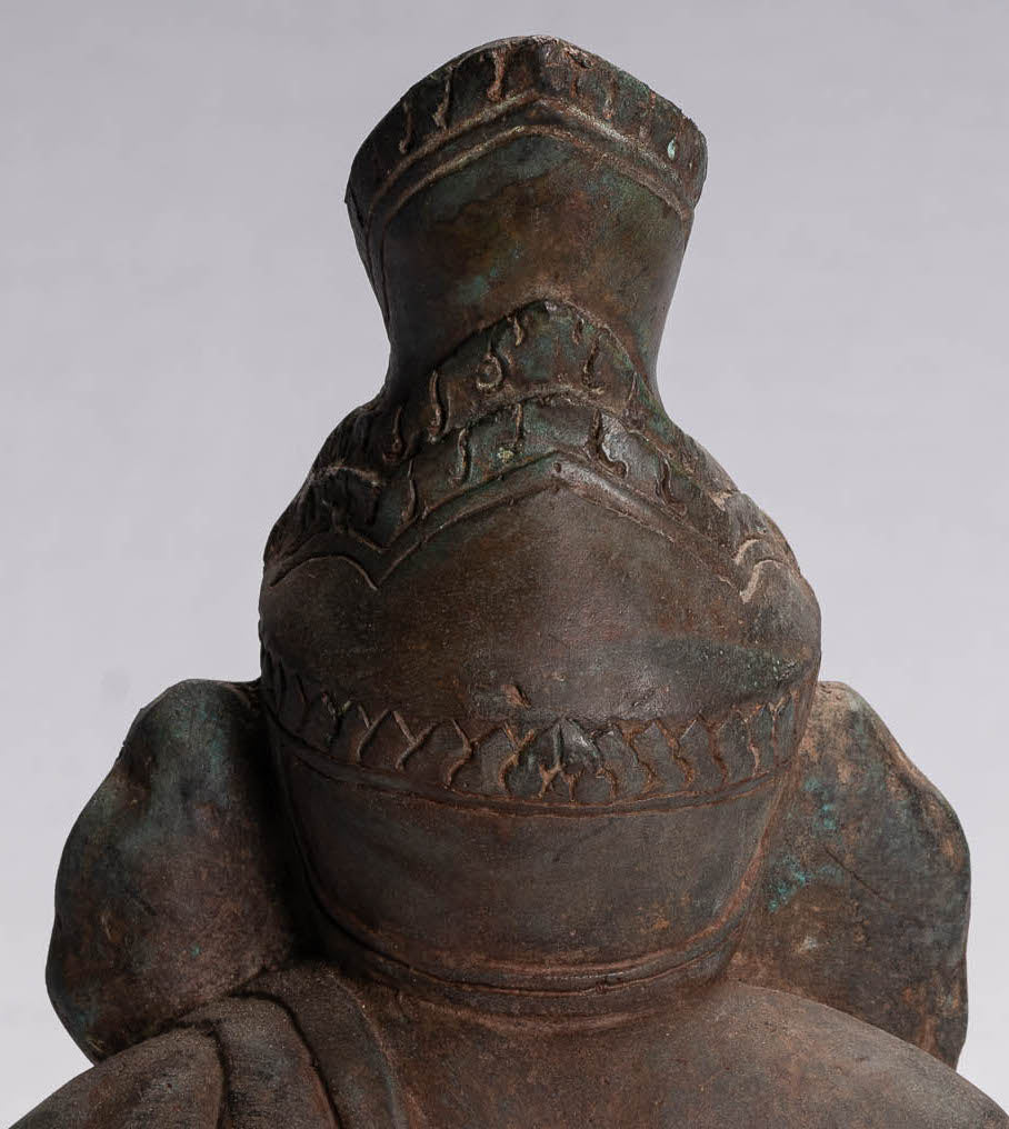 Statue de Ganesha – Statue de Ganesh assise en bronze de style thaïlandais antique – 31 cm/12"