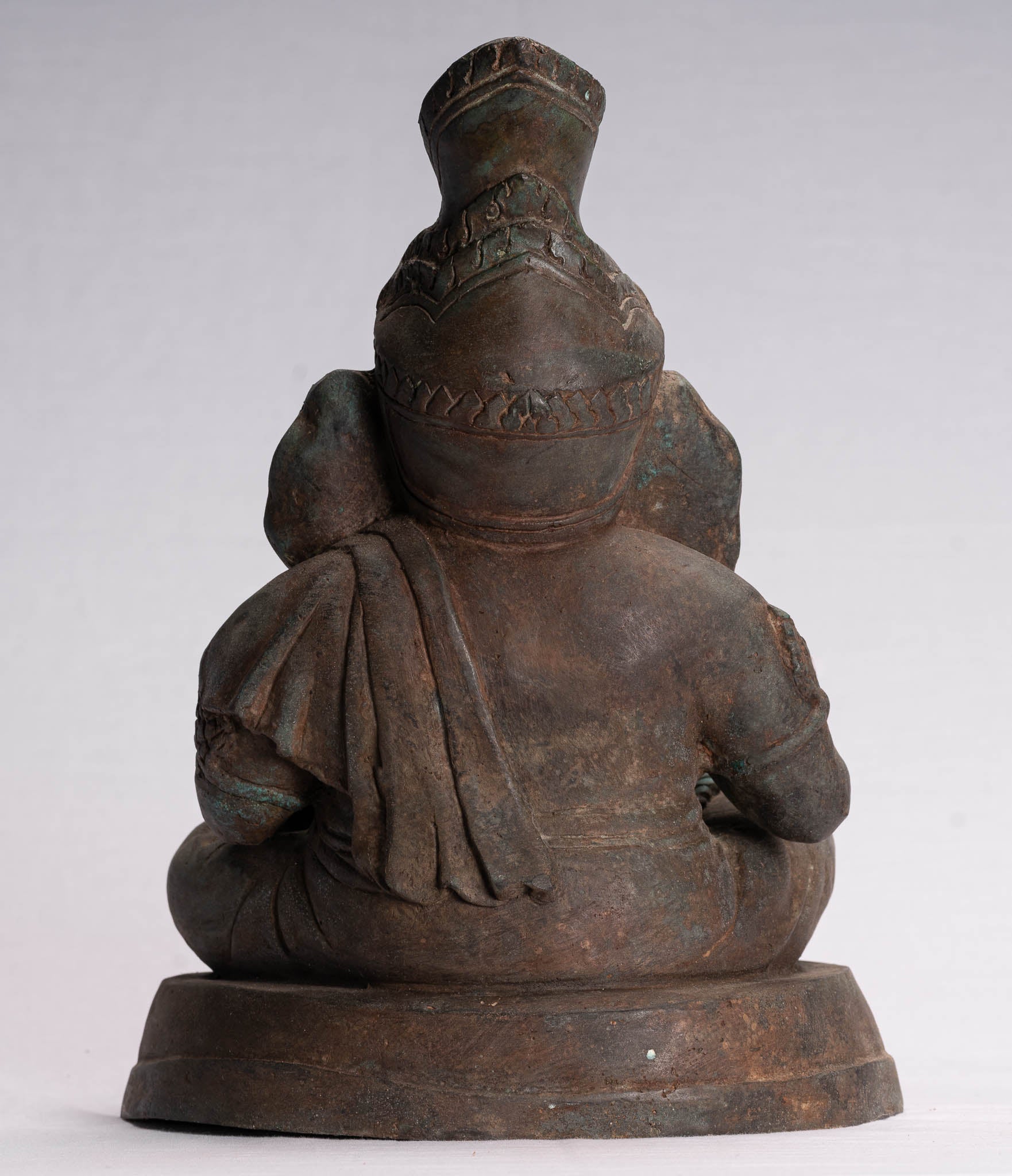 Statue de Ganesha – Statue de Ganesh assise en bronze de style thaïlandais antique – 31 cm/12"