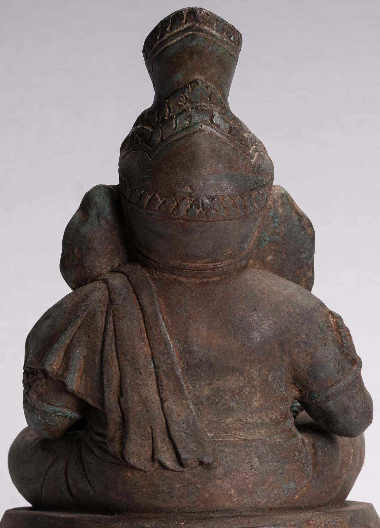 Statue de Ganesha – Statue de Ganesh assise en bronze de style thaïlandais antique – 31 cm/12"