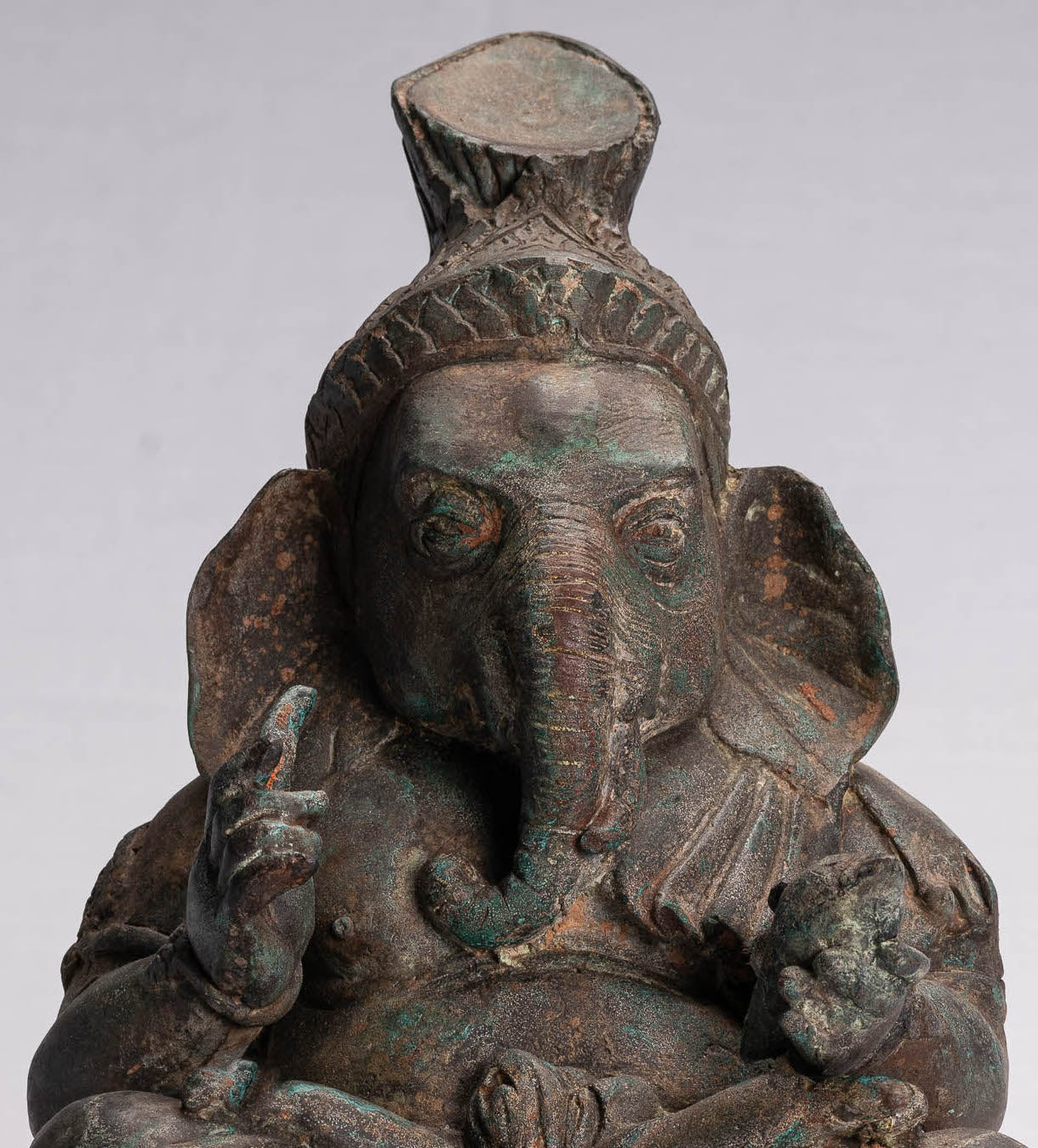 Statue de Ganesha – Statue de Ganesh assise en bronze de style thaïlandais antique – 31 cm/12"