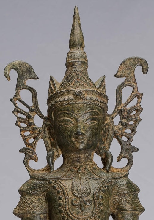 ANTIGUO BURMESE BURMEE Bronze Shan Ilustración Sentada por el trono de elefante de la estatua de Buda - 61 cm/24 "