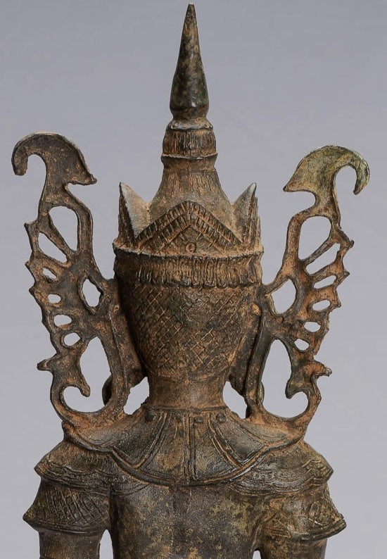 ANTIGUO BURMESE BURMEE Bronze Shan Ilustración Sentada por el trono de elefante de la estatua de Buda - 61 cm/24 "