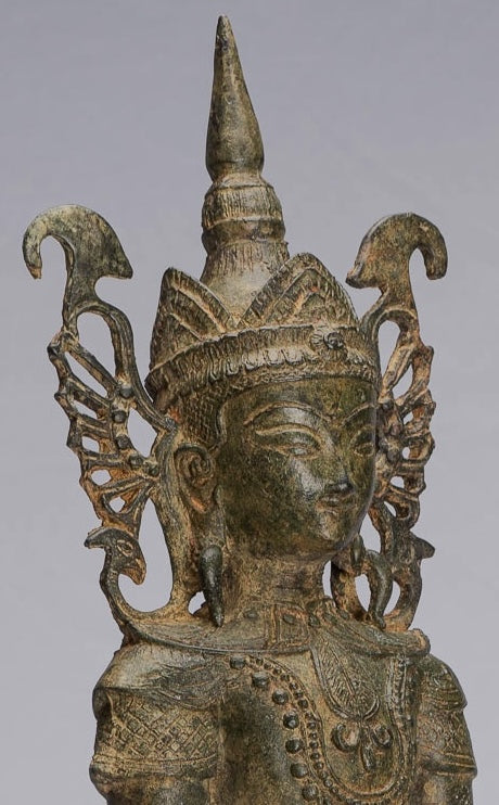 ANTIGUO BURMESE BURMEE Bronze Shan Ilustración Sentada por el trono de elefante de la estatua de Buda - 61 cm/24 "