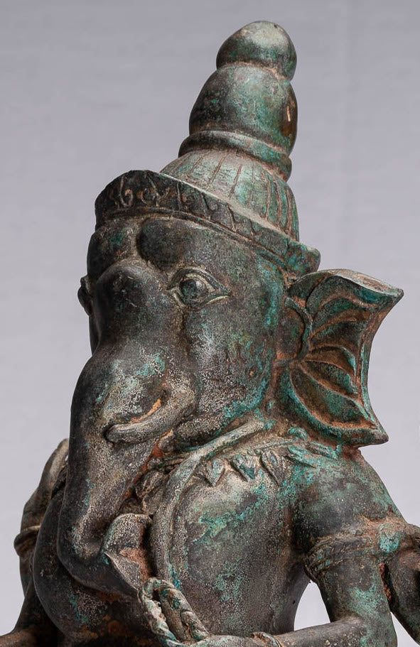 Statue de Ganesha – Statue de Ganesha dansante en bronze de style thaïlandais antique – 39 cm/16"