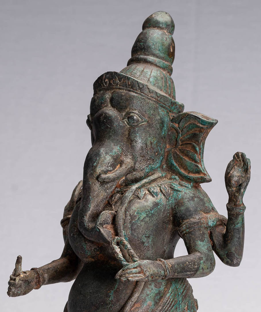 Statue de Ganesha – Statue de Ganesha dansante en bronze de style thaïlandais antique – 39 cm/16"