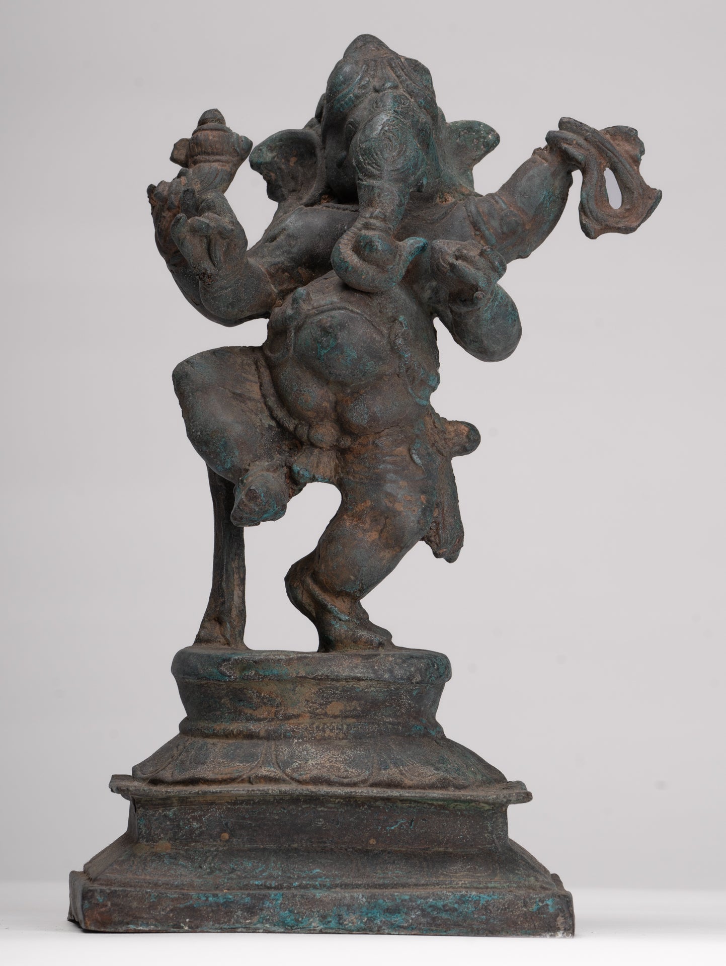 Ganesha Statue - Antique Thai Style Bronze Dancing Ganesha Statue - 30cm/12"