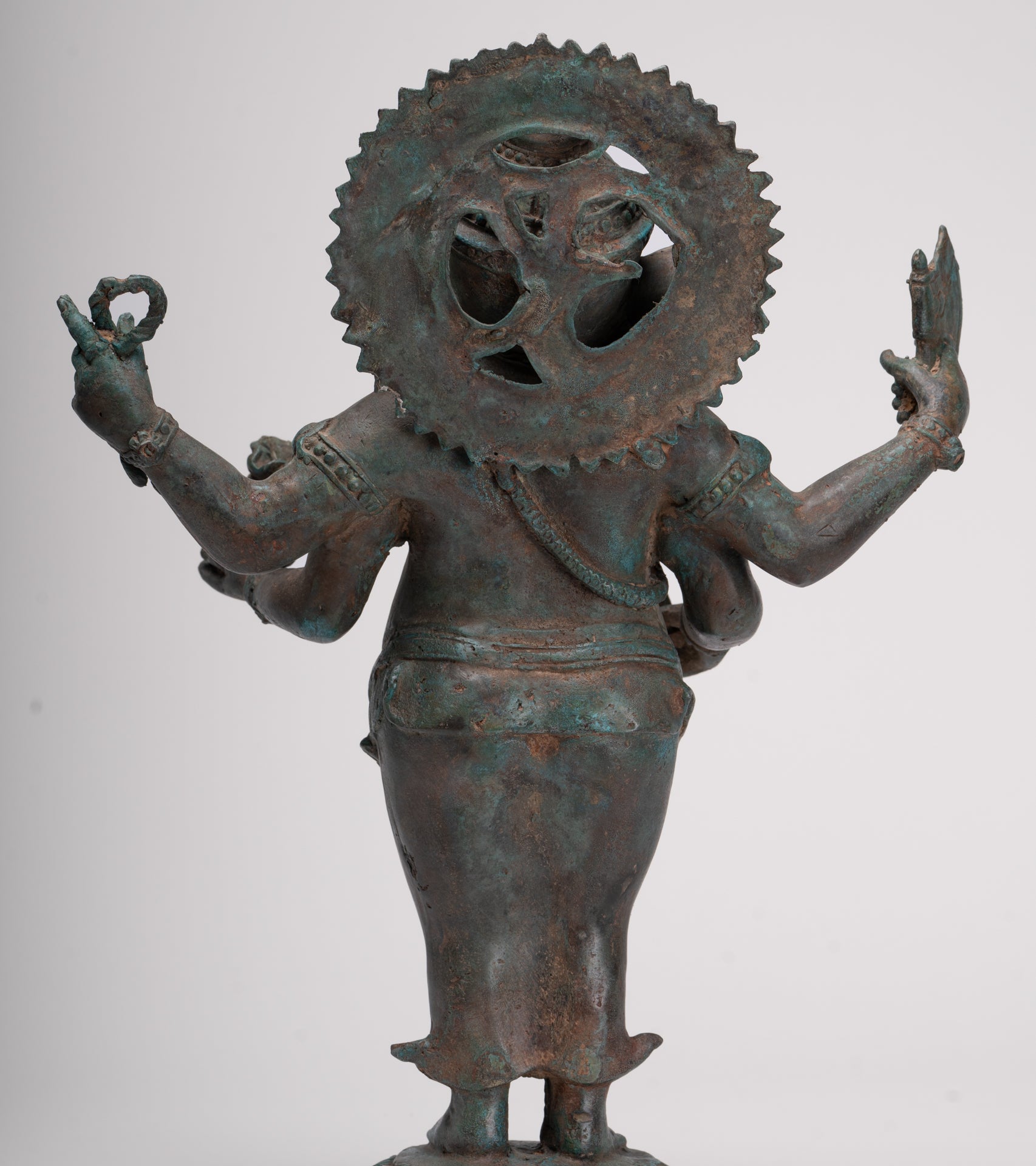 Ganesha Statue - Antique Thai Style Bronze Standing 4-Arm Ganesha Statue - 42cm/17"