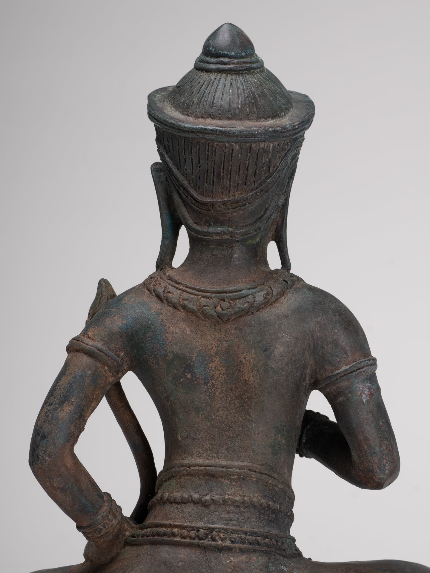 Tara Statue - Antique Java Style Majapahit Seated Bronze Tara Nyurma Pamo - 31cm/12"