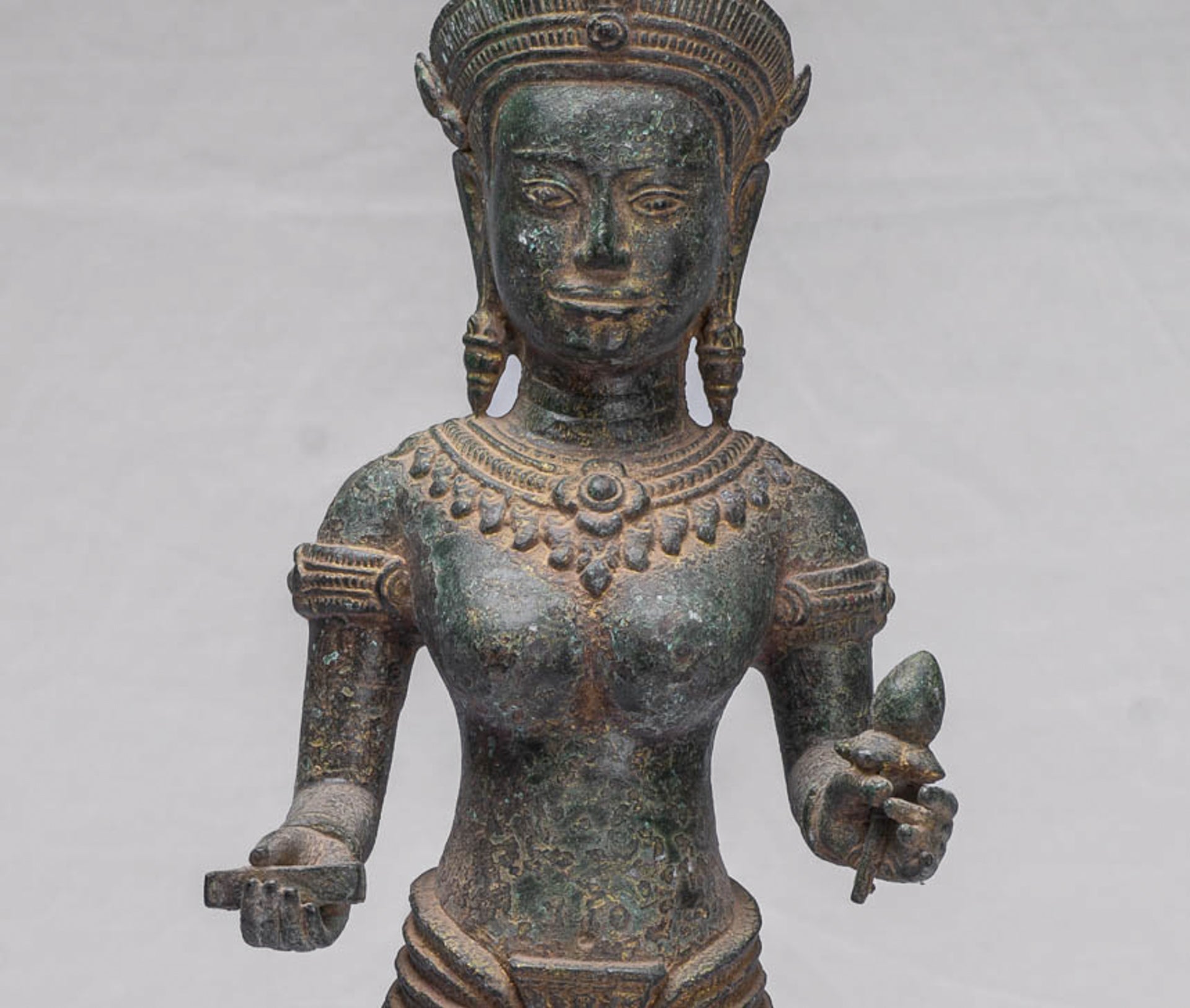 Lakshmi Statue - Antique Khmer Style Bronze Lakshmi / Devi Consort of Vishnu Statue - 54cm/22"