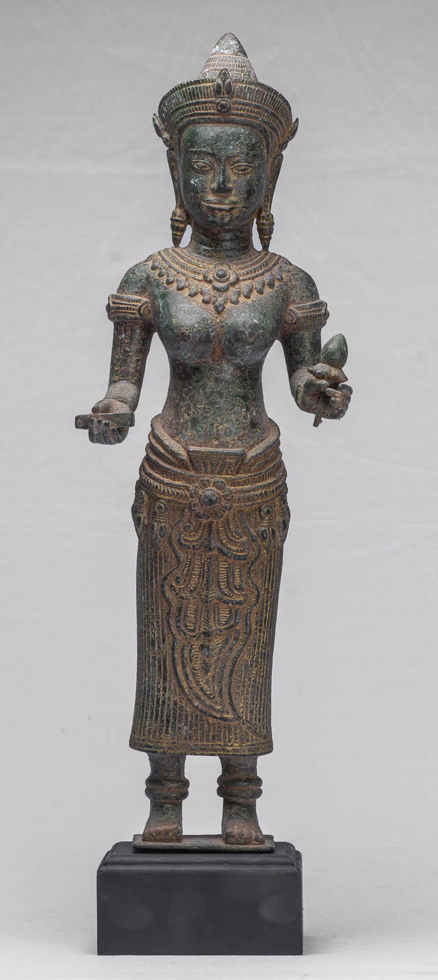 Lakshmi Statue - Antique Khmer Style Bronze Lakshmi / Devi Consort of Vishnu Statue - 54cm/22"