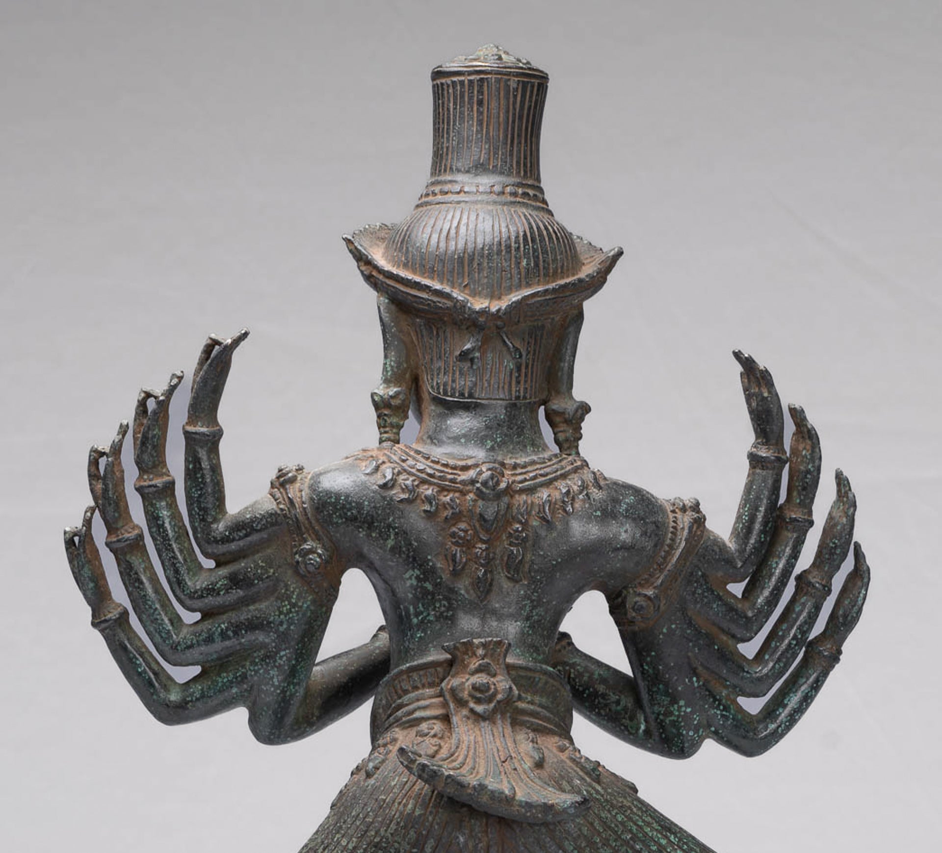 Shiva Statue - Antique Khmer Style Bronze Bayon Ardhaparyanka Shiva - 10 Arms - 54cm/22"