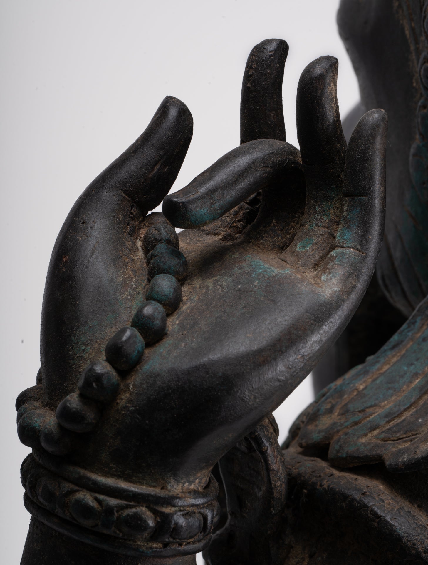 Ganesha Statue - Antique Thai Style Bronze Seated 4-Arm Ganesha Statue - 84cm/34"