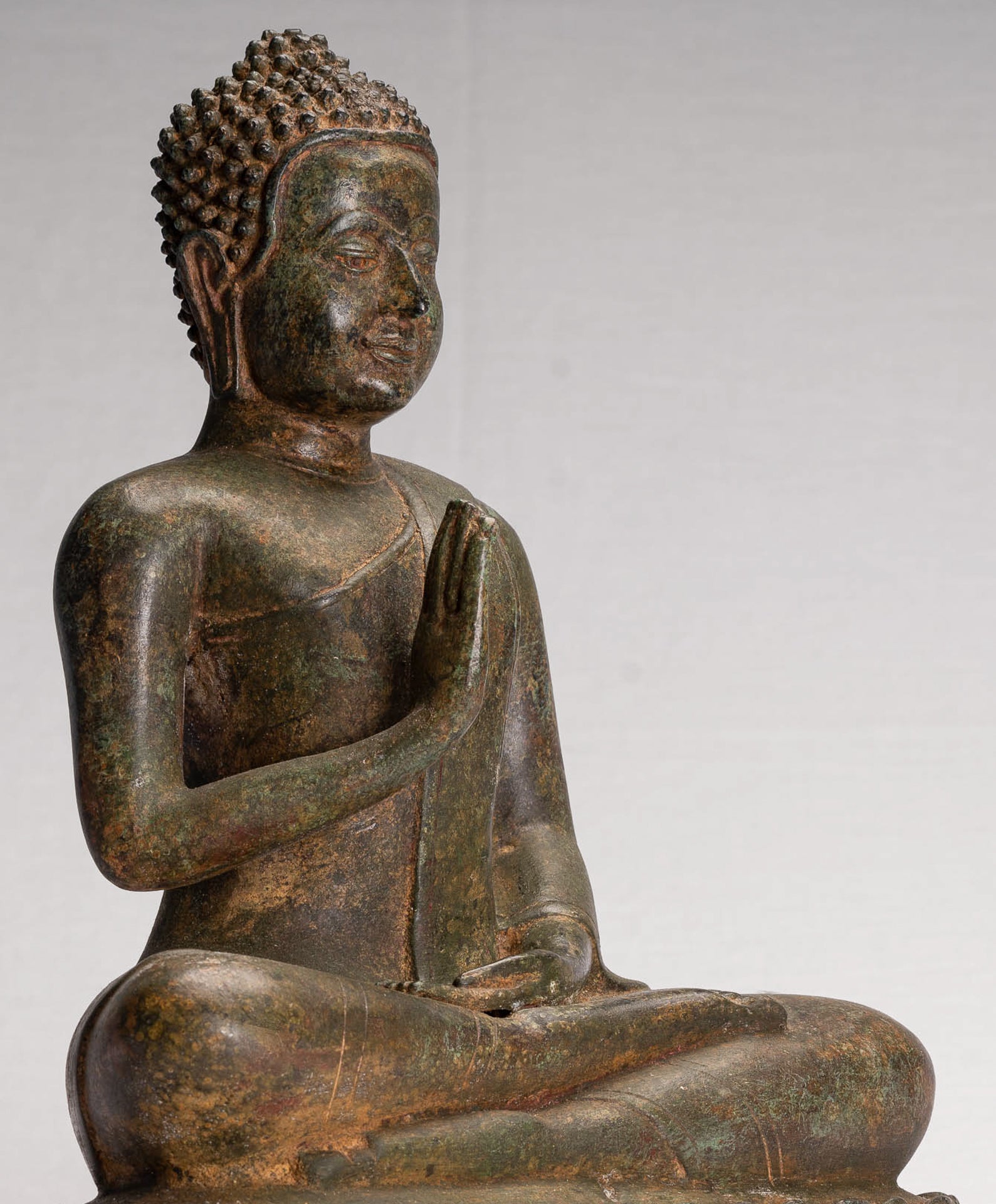 Buddha Statue - Antique Thai Style Seated Buddha Statue - Dharmachakra Teaching Mudra - 35cm/14"