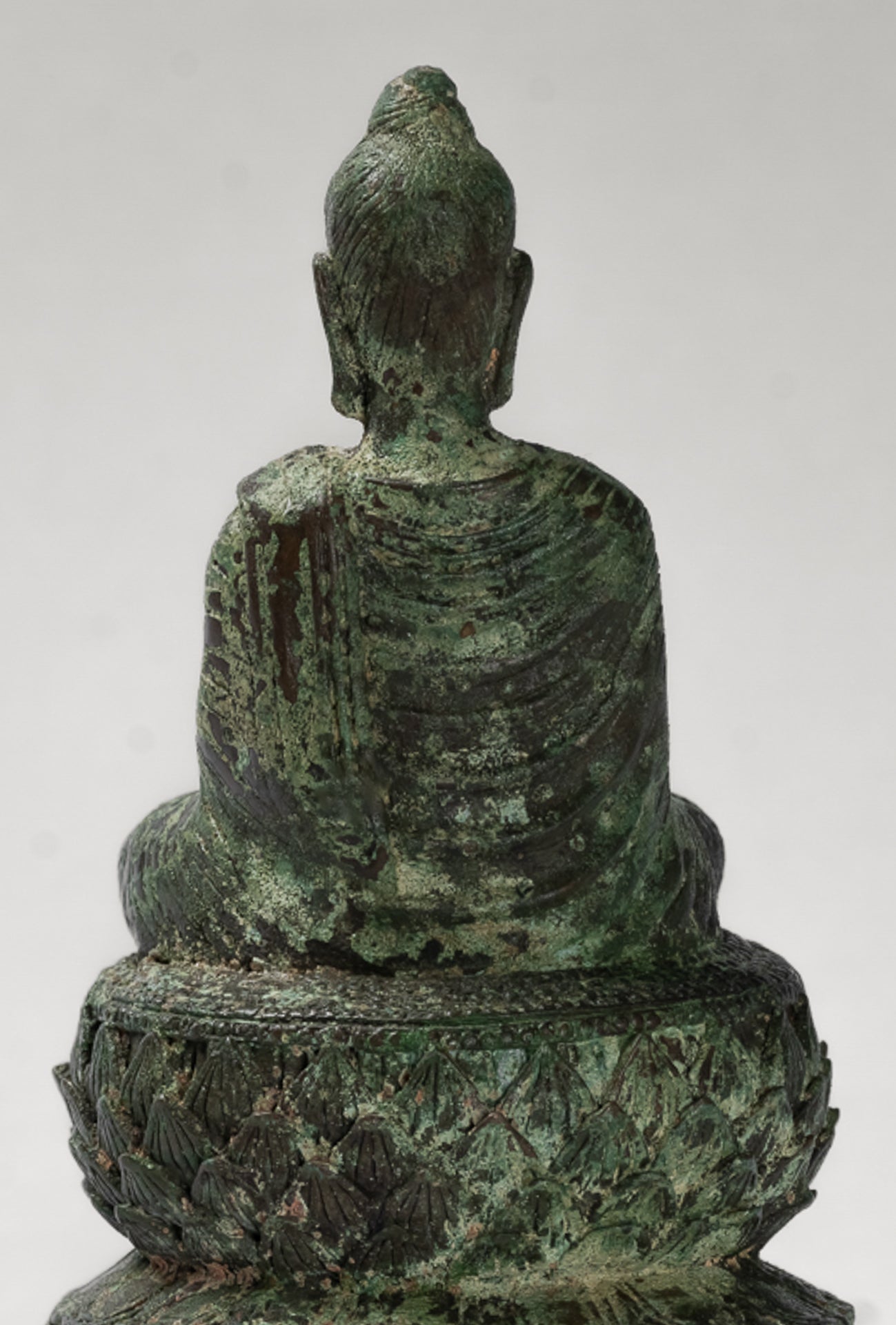Indian Buddha Statue - Antique Gandhara Style Bronze Meditation Buddha Statue - 21cm/8"
