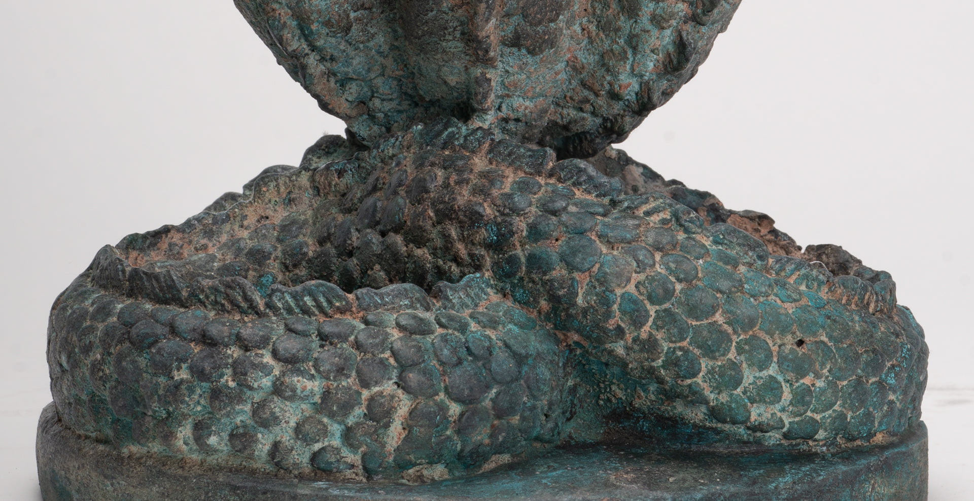 Antique Thai Style Bronze Protective Three Headed Naga, Snake or Serpent Statue - 32cm/13"