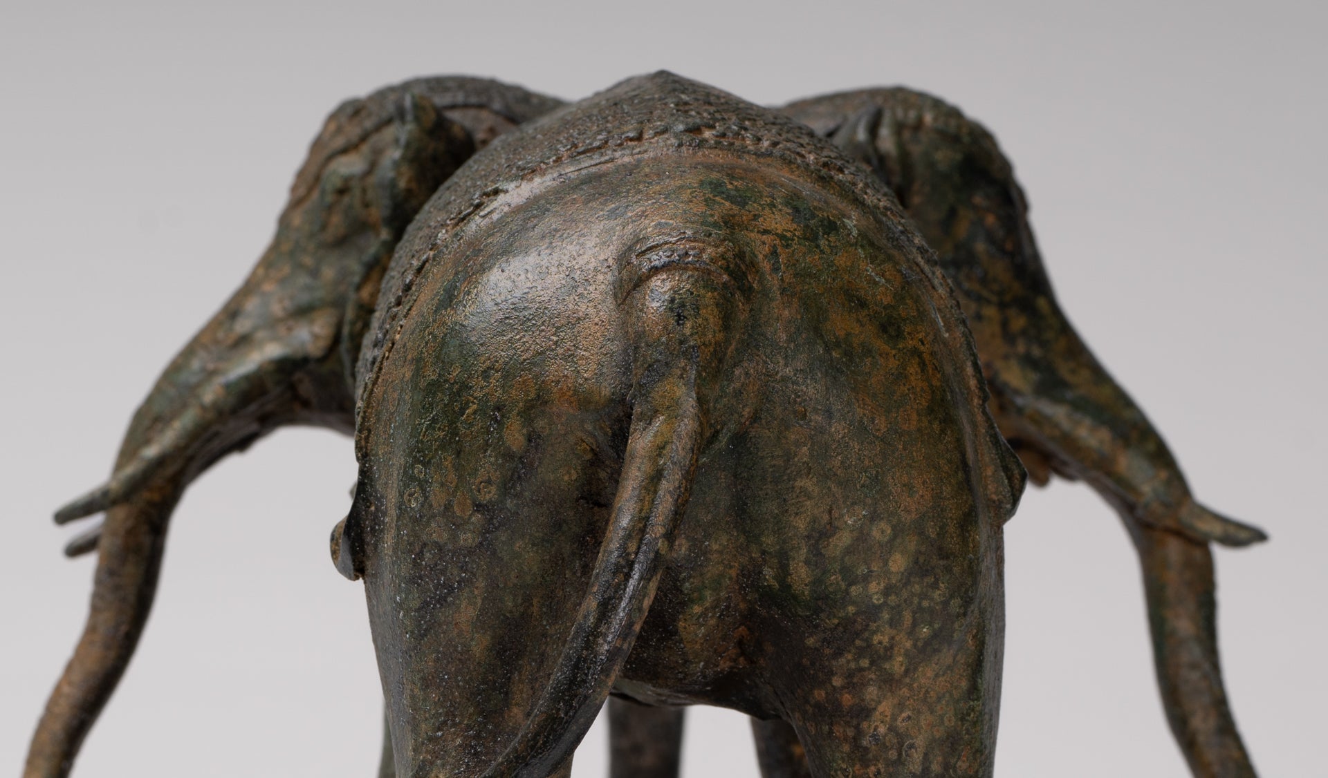 Antique Thai Style Bronze Erawan Airavata or Elephant Statue - 24cm/10" Tall