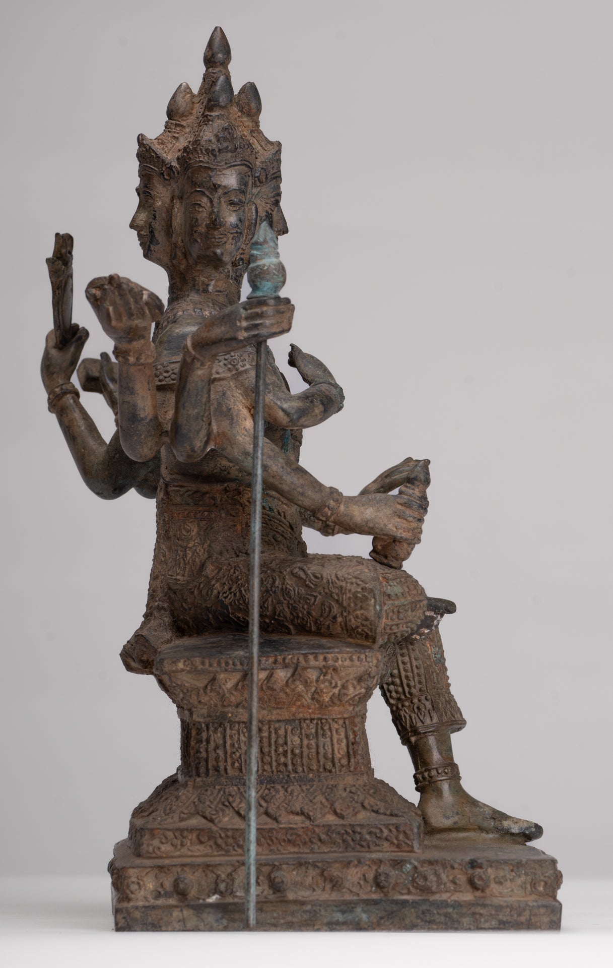 Brahma Statue - Antique Thai Style Bronze Brahma - Hindu God Creation - 27cm/11"