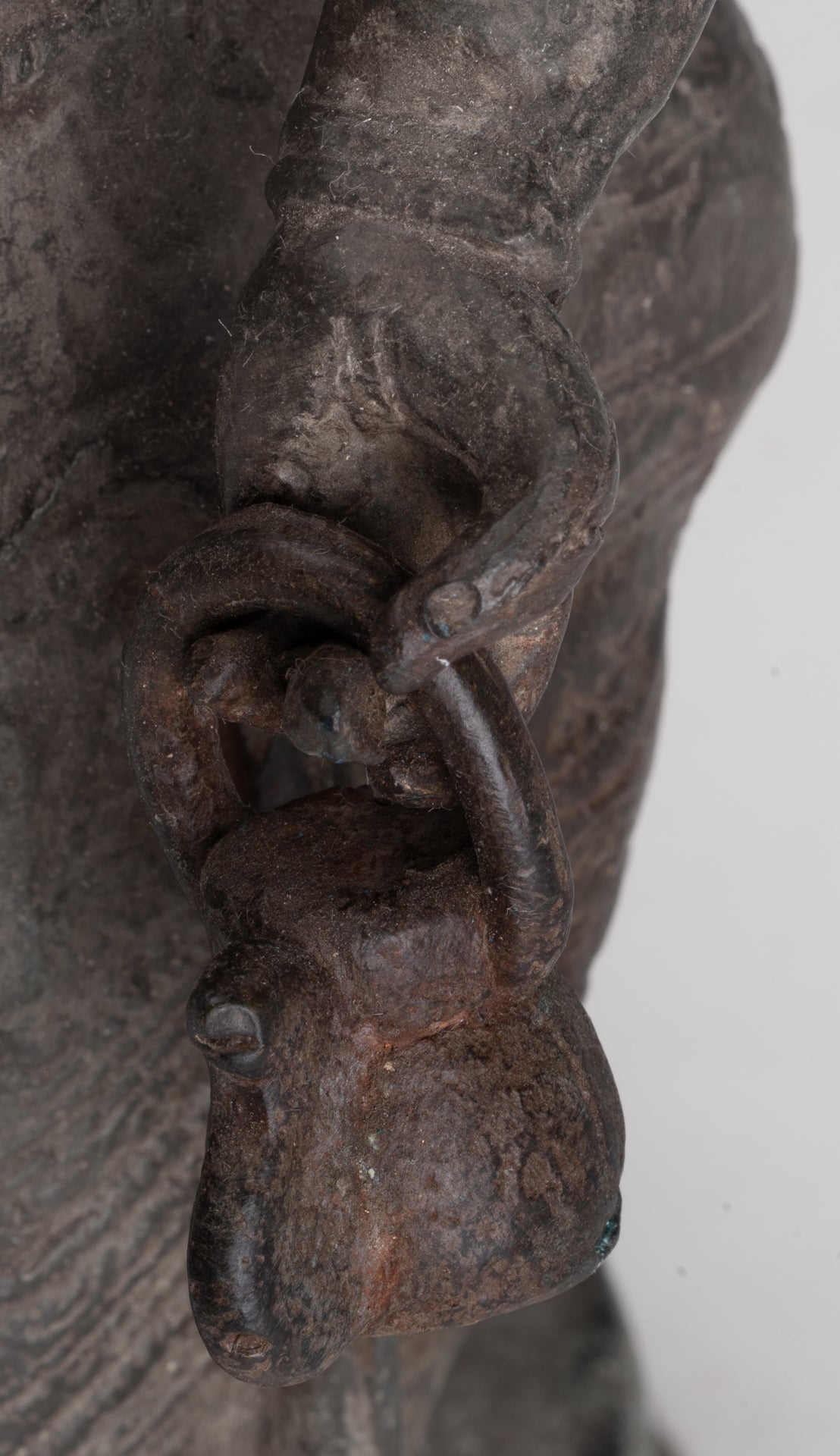 Antique Chola Style Standing Bronze Bridegroom or Mappilai Ganesha Statue w/Umbrella - 37cm/15"