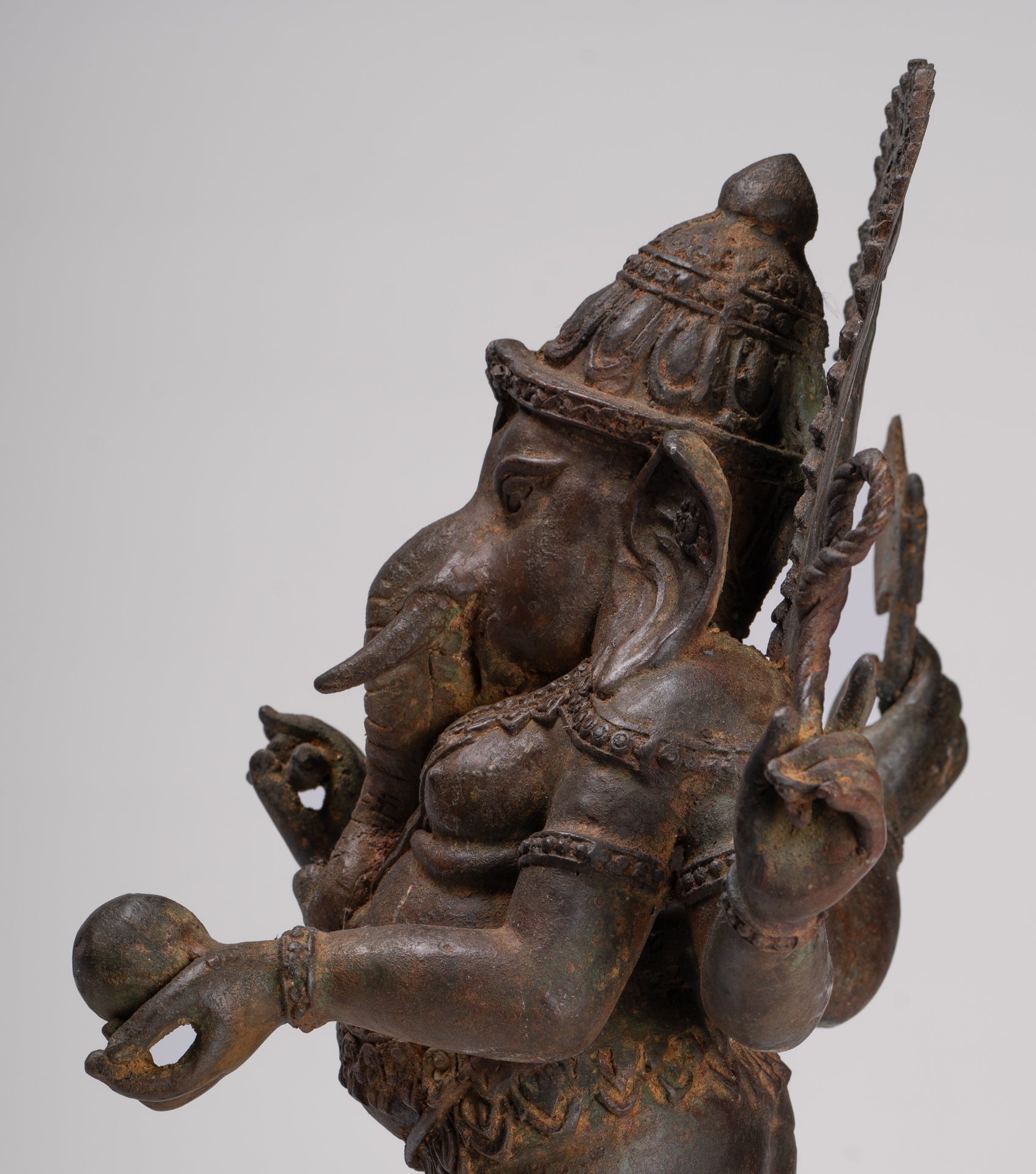 Ganesh - Antique Chola Style Bronze Dancing Ganesha Statue w/Mouse - 46cm/18"