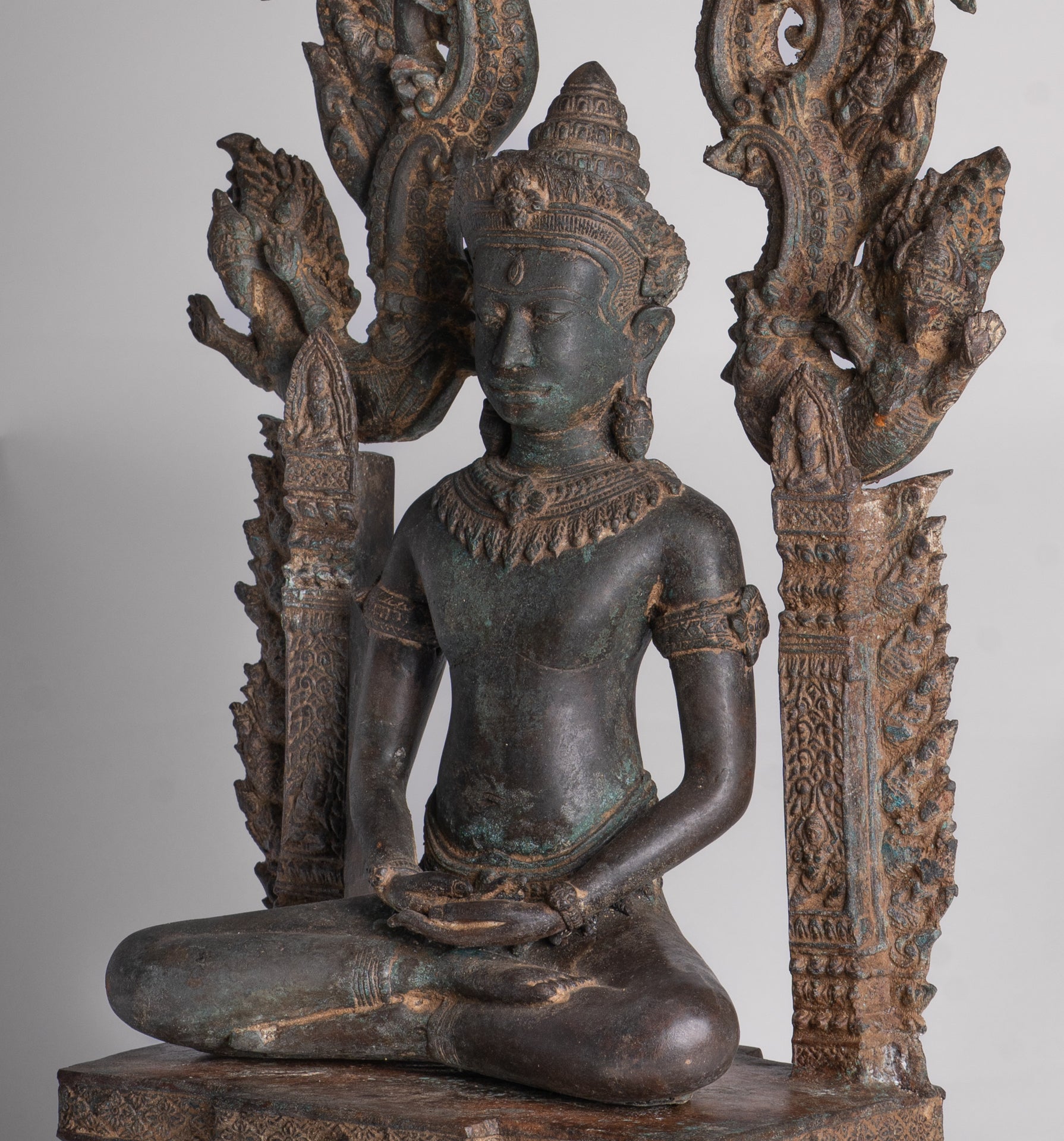 Buddha Statue - Antique Thai Style Enthroned Lopburi Meditation Buddha Statue - 94cm/38"