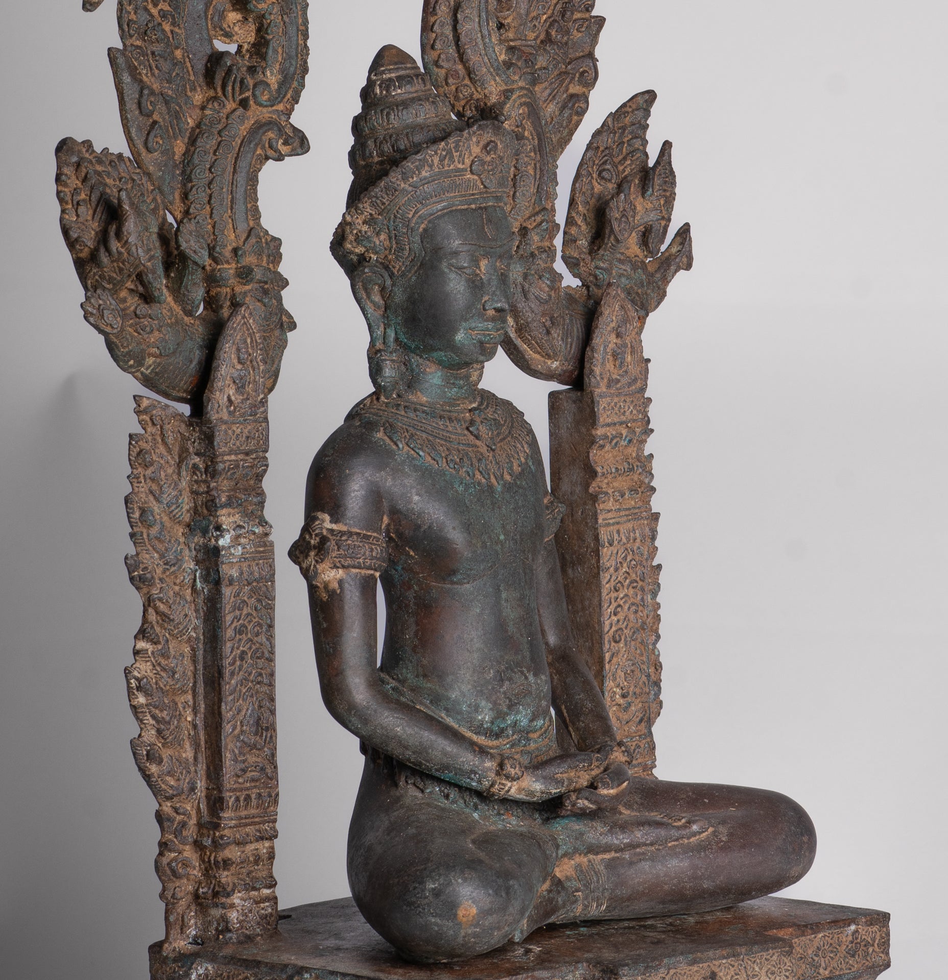 Buddha Statue - Antique Thai Style Enthroned Lopburi Meditation Buddha Statue - 94cm/38"