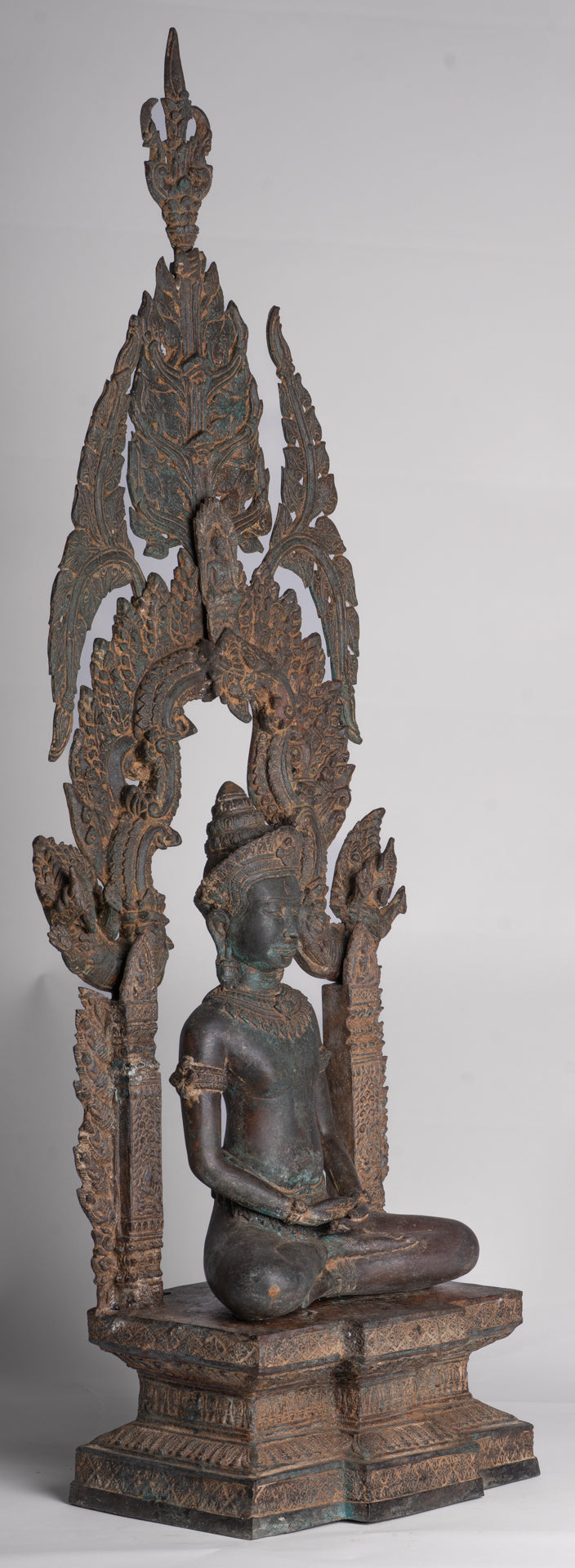 Buddha Statue - Antique Thai Style Enthroned Lopburi Meditation Buddha Statue - 94cm/38"