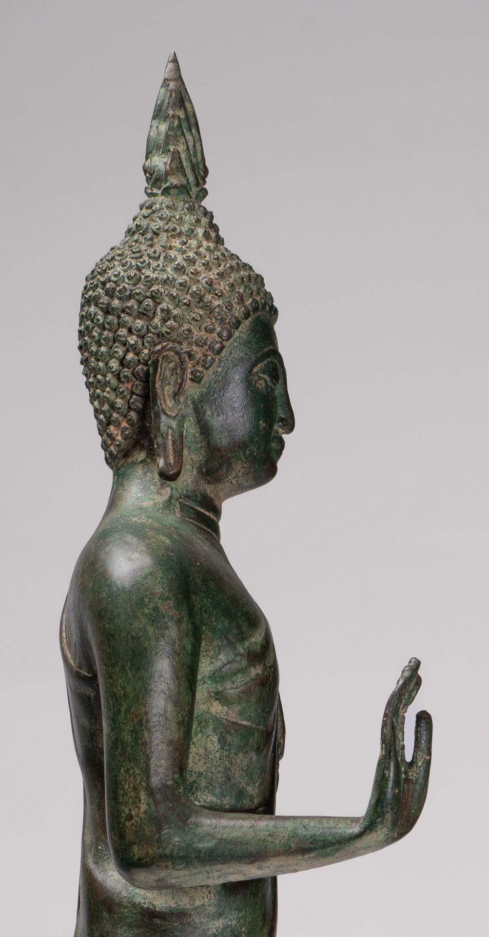 Buddha Statue - Antique Thai Style Bronze Standing Abhaya Protection Buddha Statue - 62cm/25"