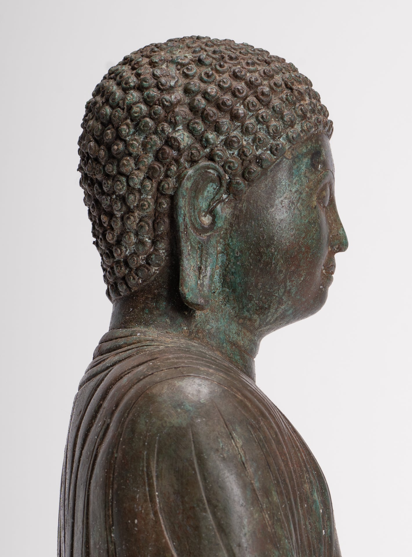 Antique Japanese Style Bronze Seated Meditation Amitabha Buddha Statue - 40cm/16"