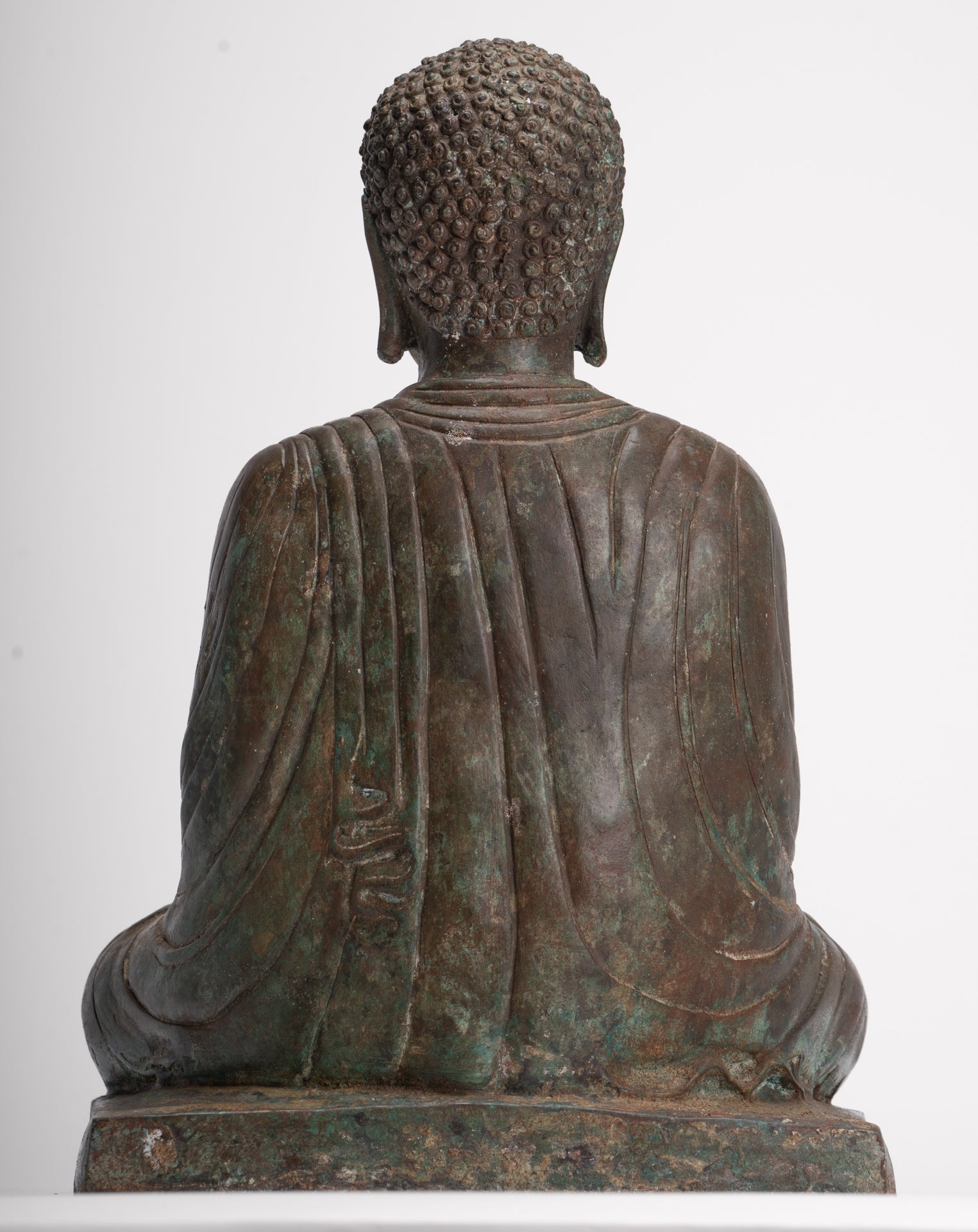 Antique Japanese Style Bronze Seated Meditation Amitabha Buddha Statue - 40cm/16"