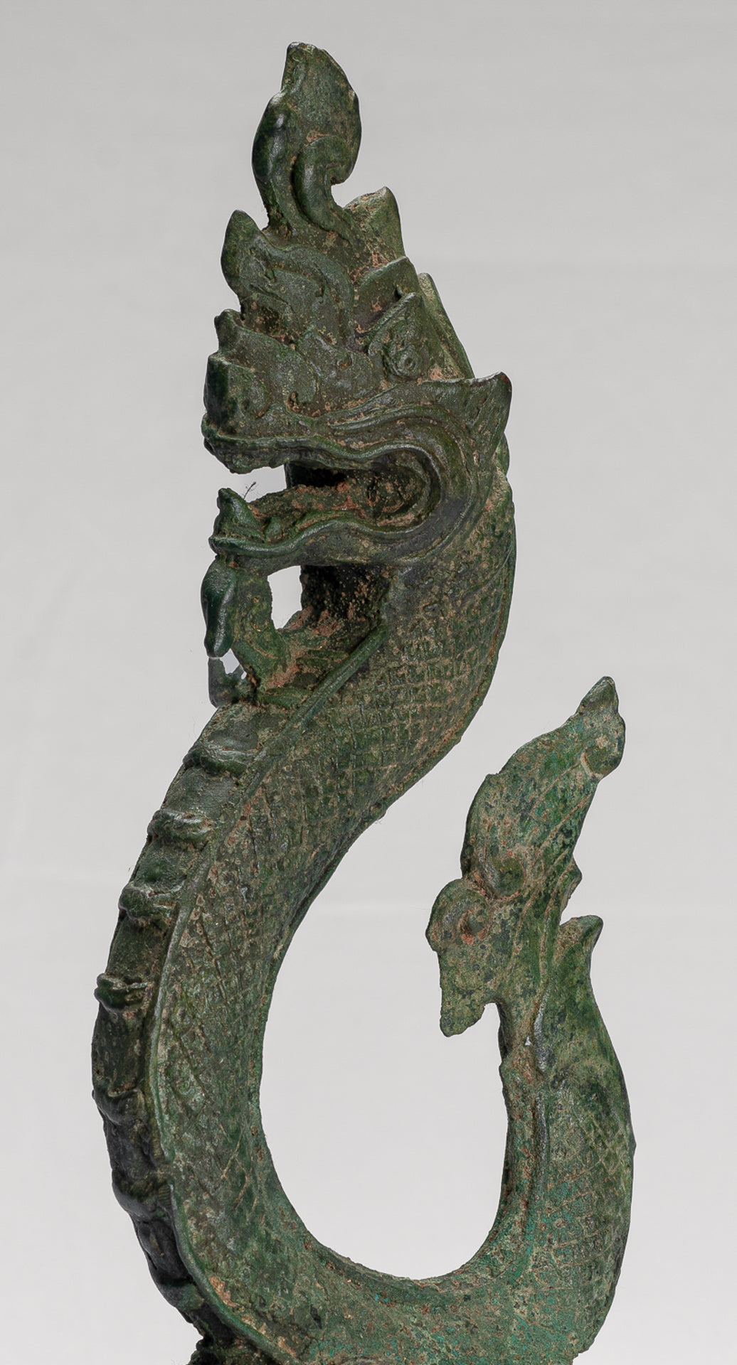 Naga Statue - Antique Thai Style Bronze Protective Naga, Snake or Serpent Statue - 31cm/12"
