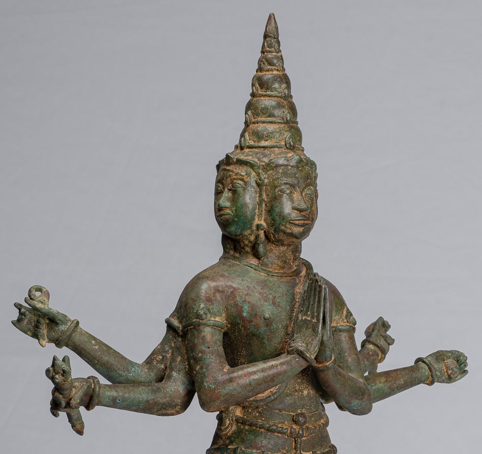 Brahma Statue - Antique Indian Style Standing Bronze Brahma 6 Arms - Hindu God Creation - 58cm/23"