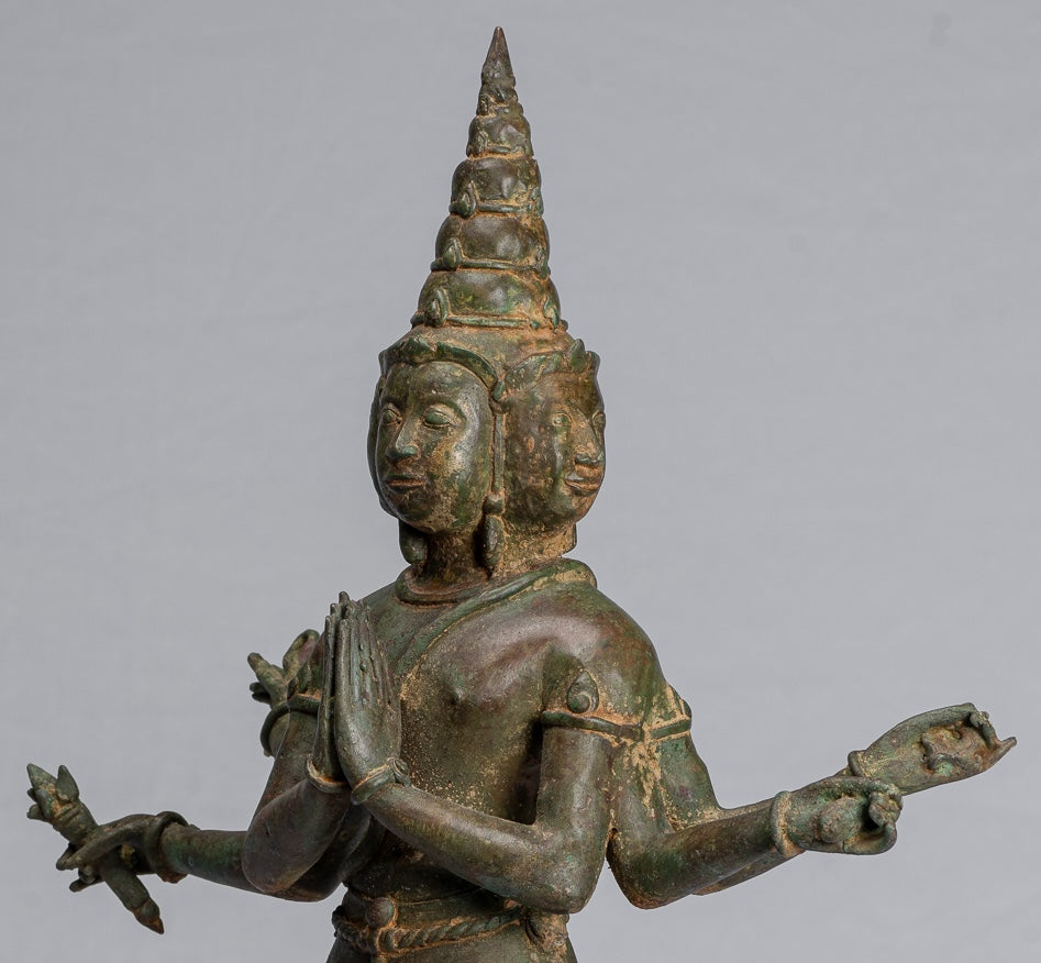 Brahma Statue - Antique Indian Style Standing Bronze Brahma 6 Arms - Hindu God Creation - 58cm/23"