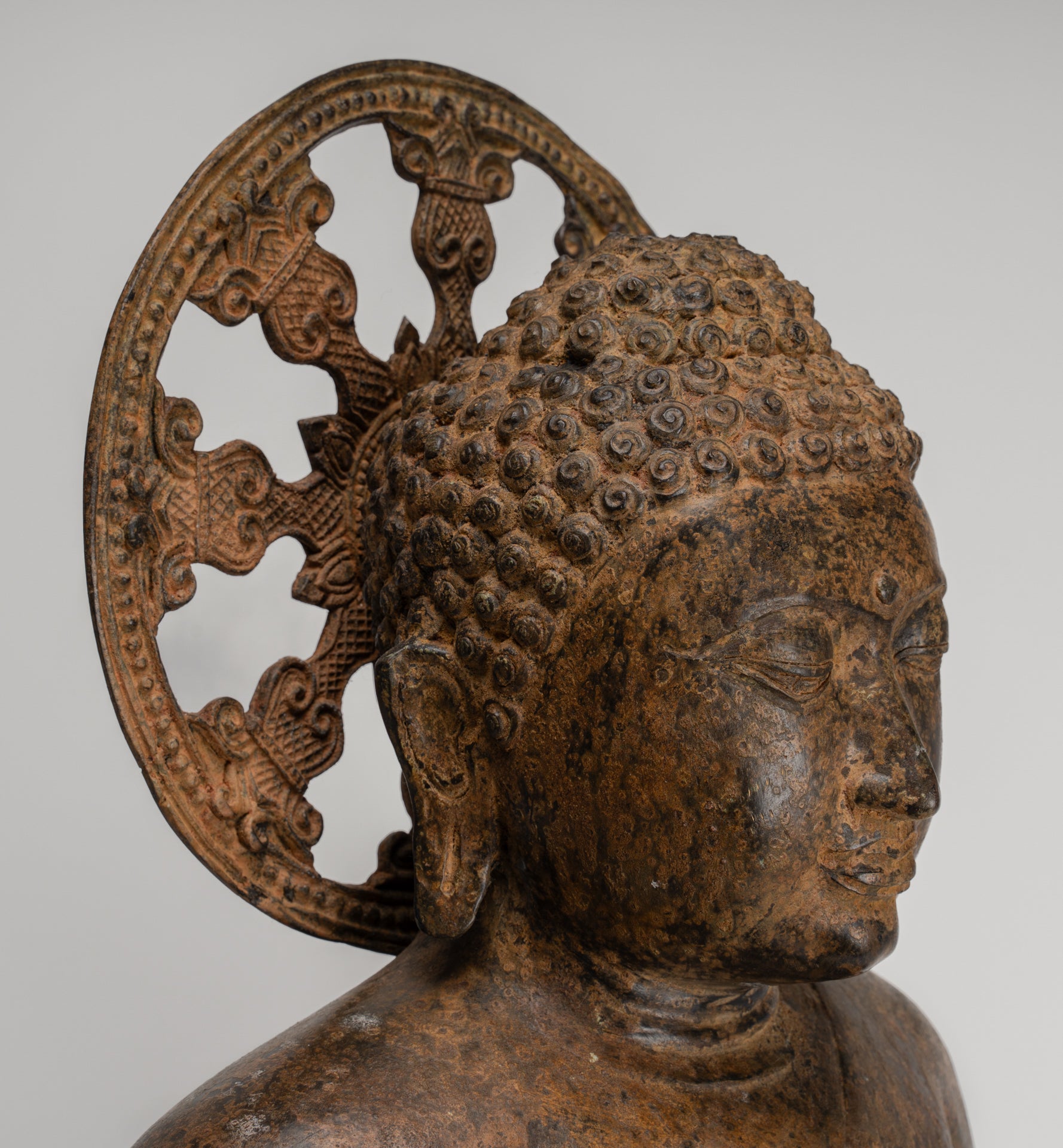 Buddha Statue - Antique Sri Lanka Style Bronze Seated Meditation Buddha Statue 61cm/24"