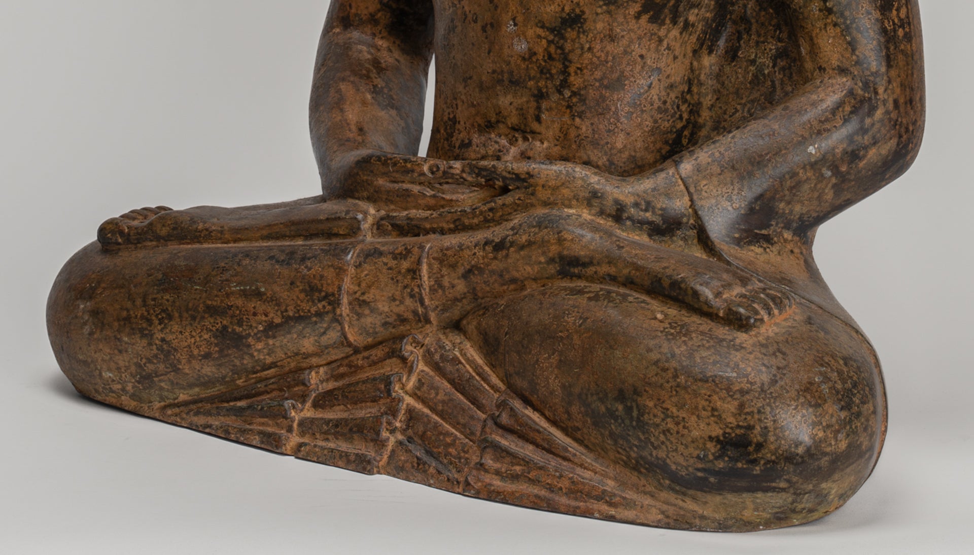 Buddha Statue - Antique Sri Lanka Style Bronze Seated Meditation Buddha Statue 61cm/24"