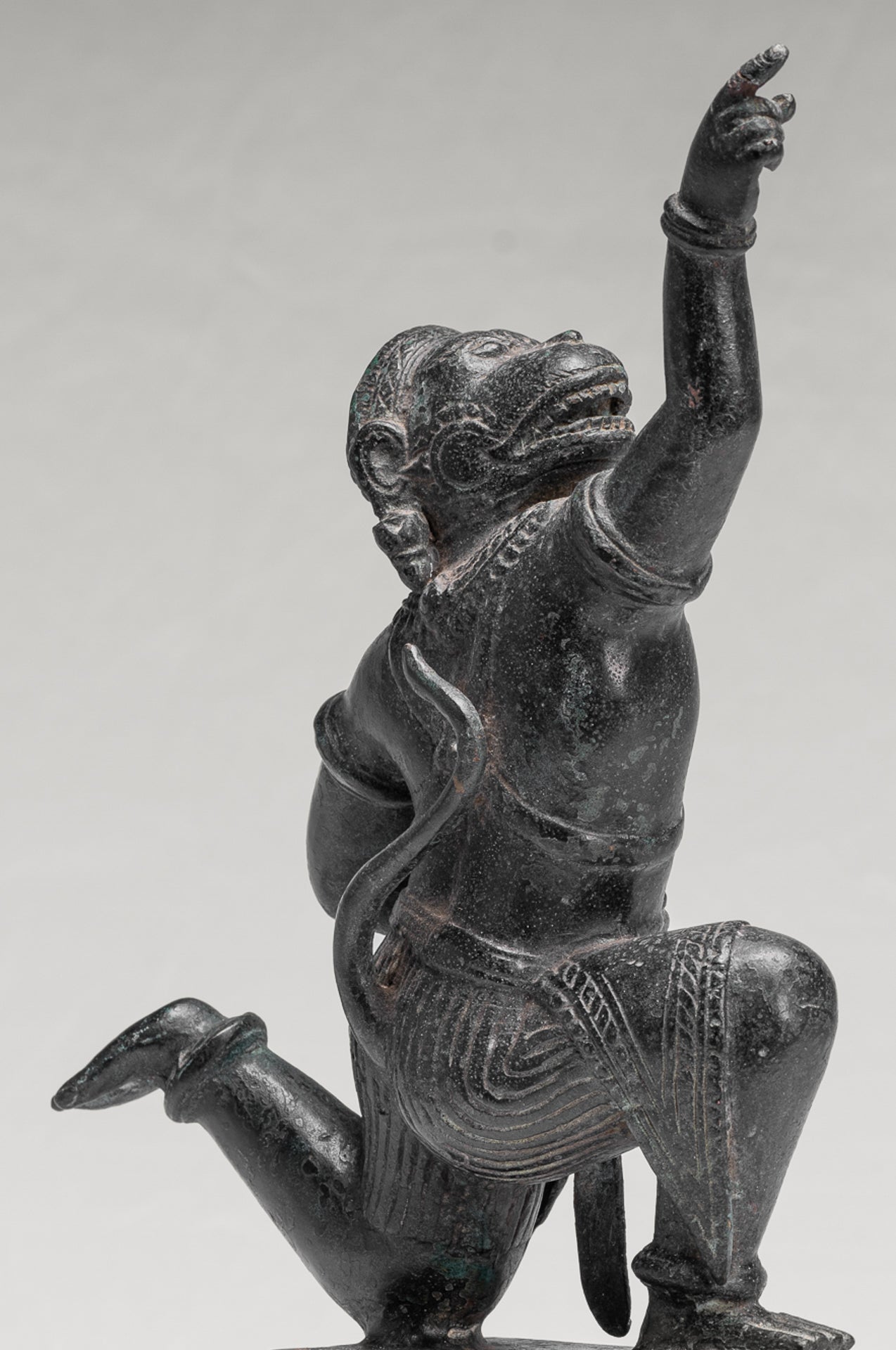 Antique Khmer Style Standing Bayon Hindu God Hanuman Statue - 38cm/15" Tall