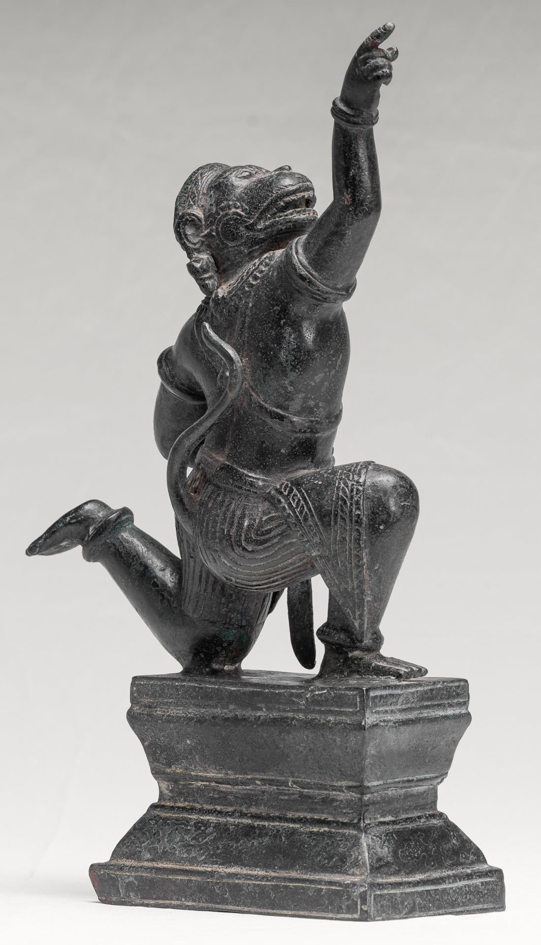 Antique Khmer Style Standing Bayon Hindu God Hanuman Statue - 38cm/15" Tall