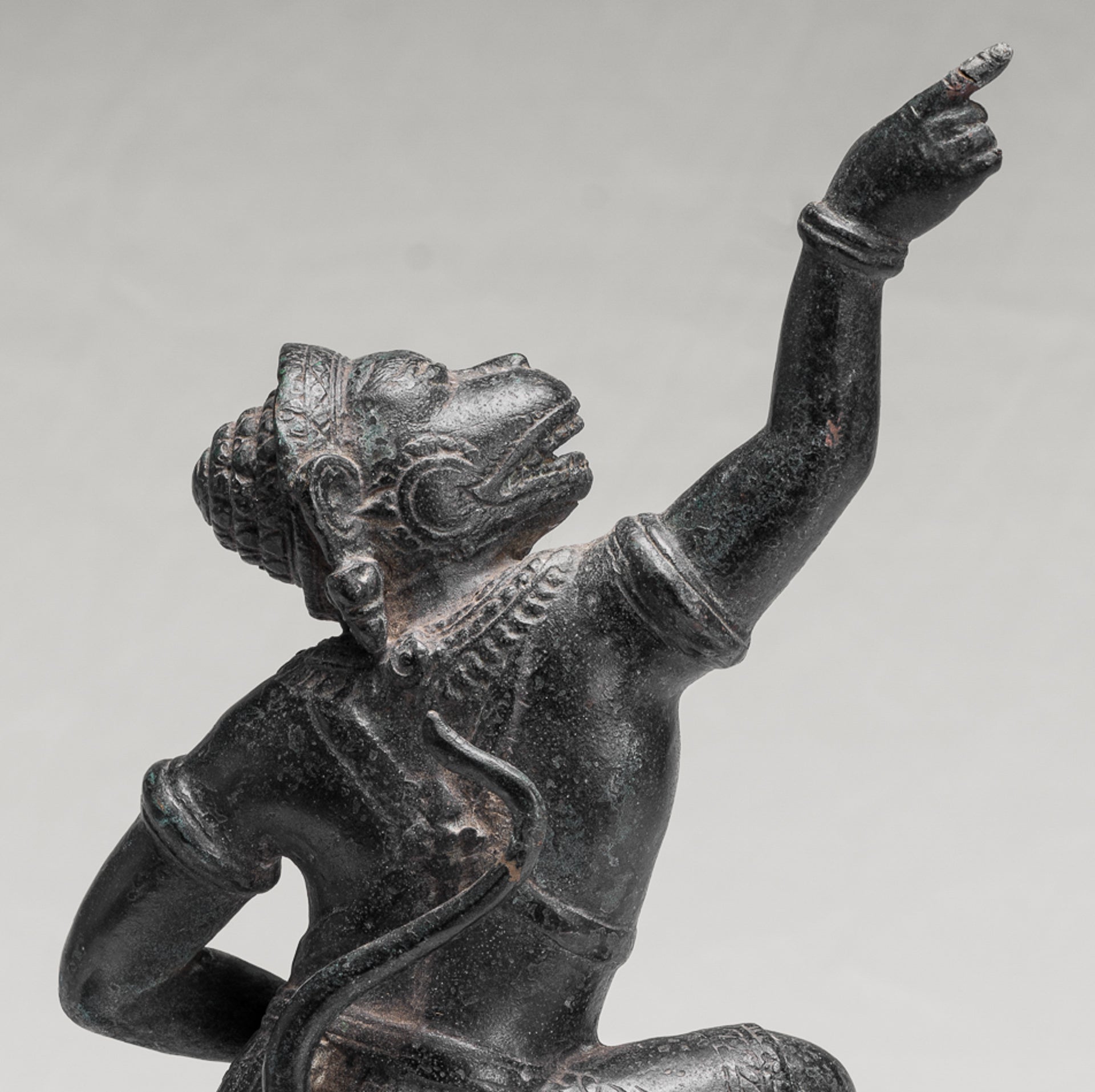 Antique Khmer Style Standing Bayon Hindu God Hanuman Statue - 38cm/15" Tall