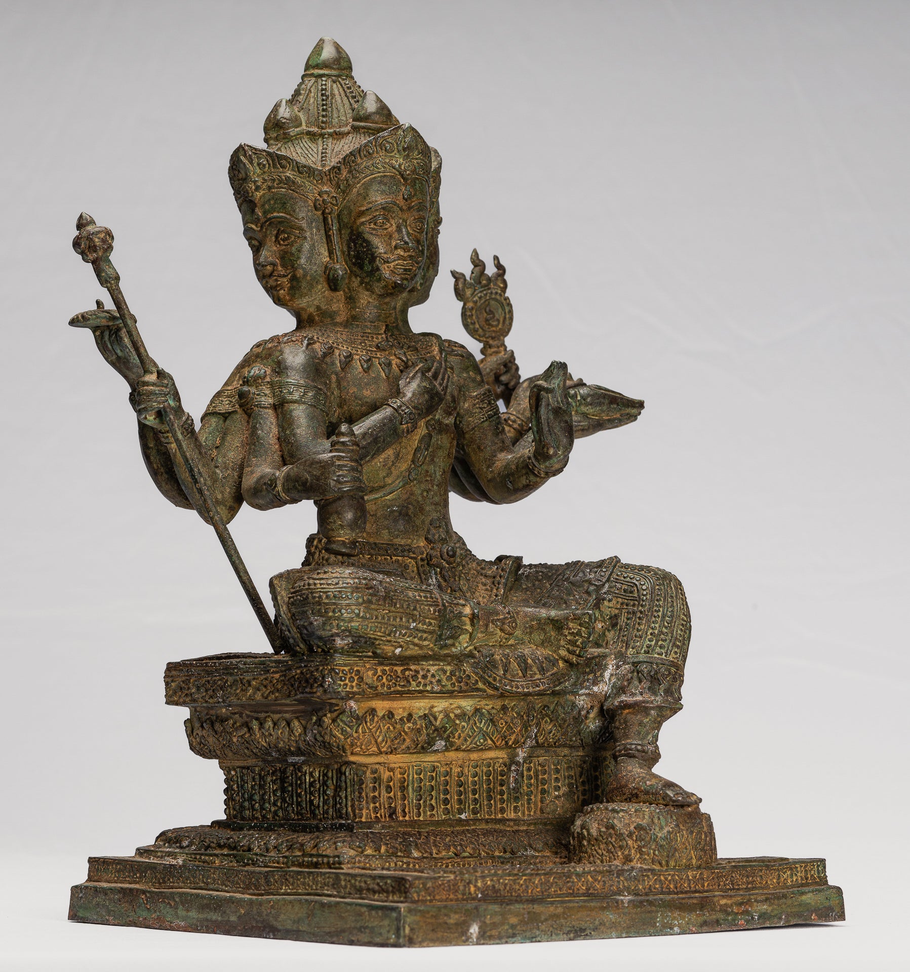 Brahma Statue - Antique Thai Style Bronze Brahma - Hindu God Creation - 43cm/17"