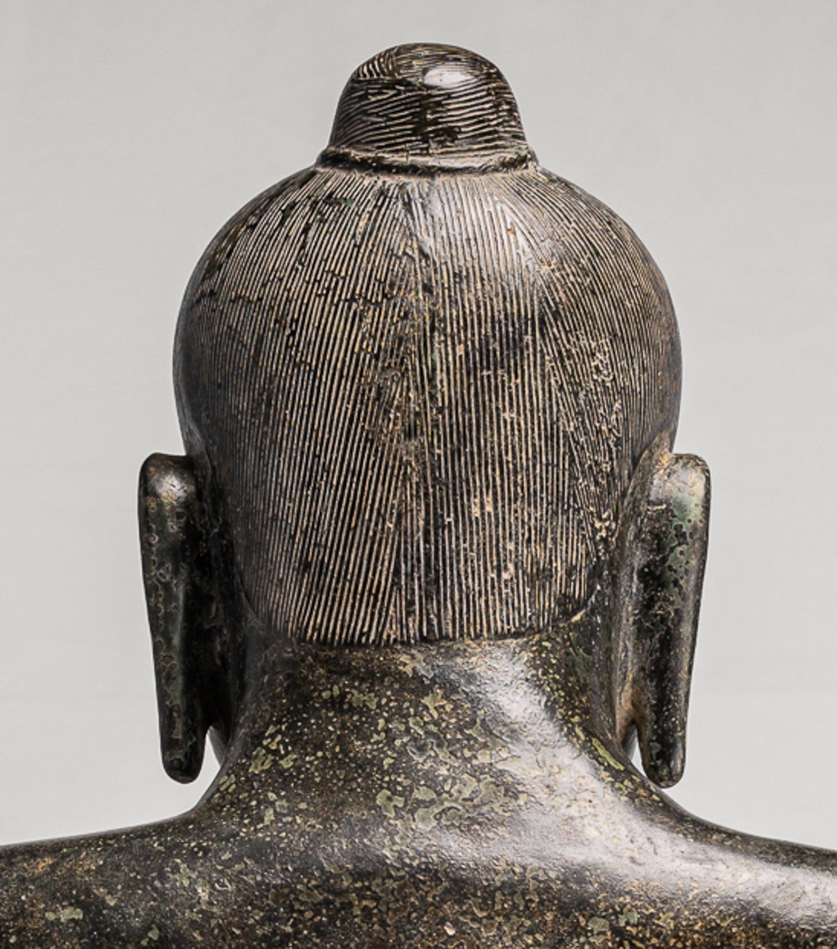 Antique Khmer Style Seated Bronze Meditation Jayavarman VII Statue - 68cm/27"