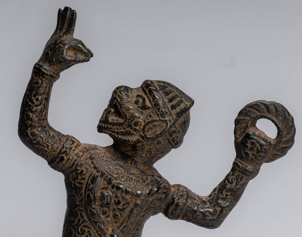 Statue antique du dieu hindou Bayon Hanuman de style khmer - 25 cm de haut