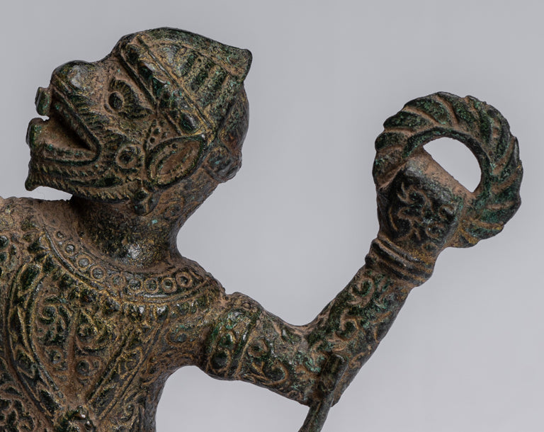 Statue antique du dieu hindou Bayon Hanuman de style khmer - 25 cm de haut